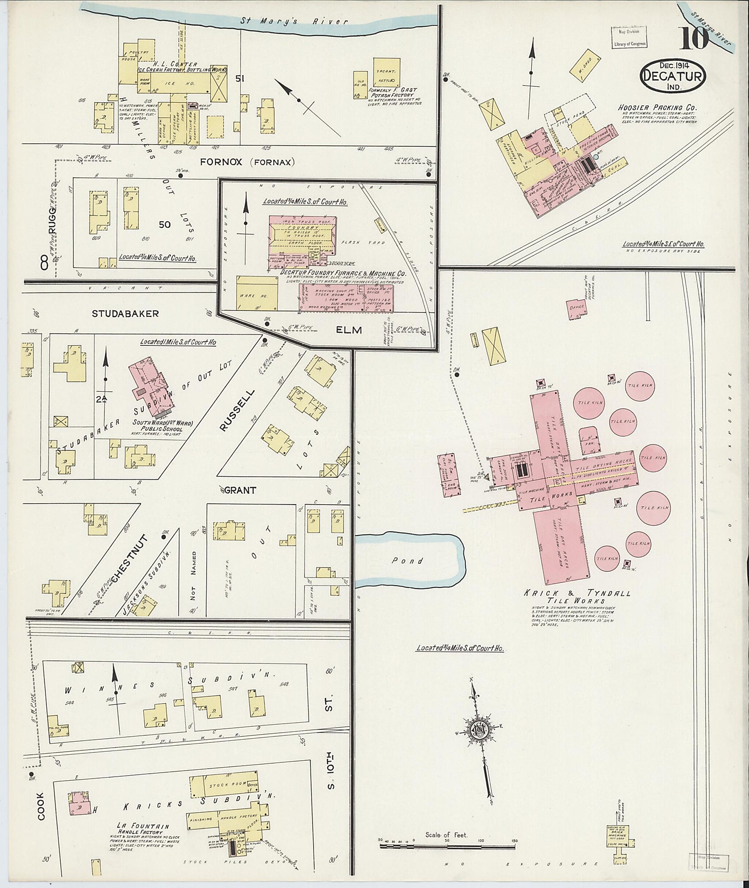 This old map of Decatur, Adams County, Indiana was created by Sanborn Map Company in 1914