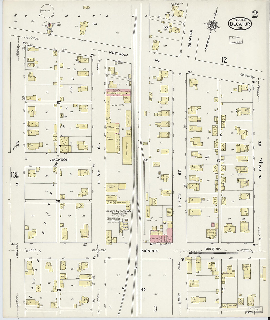 This old map of Decatur, Adams County, Indiana was created by Sanborn Map Company in 1914