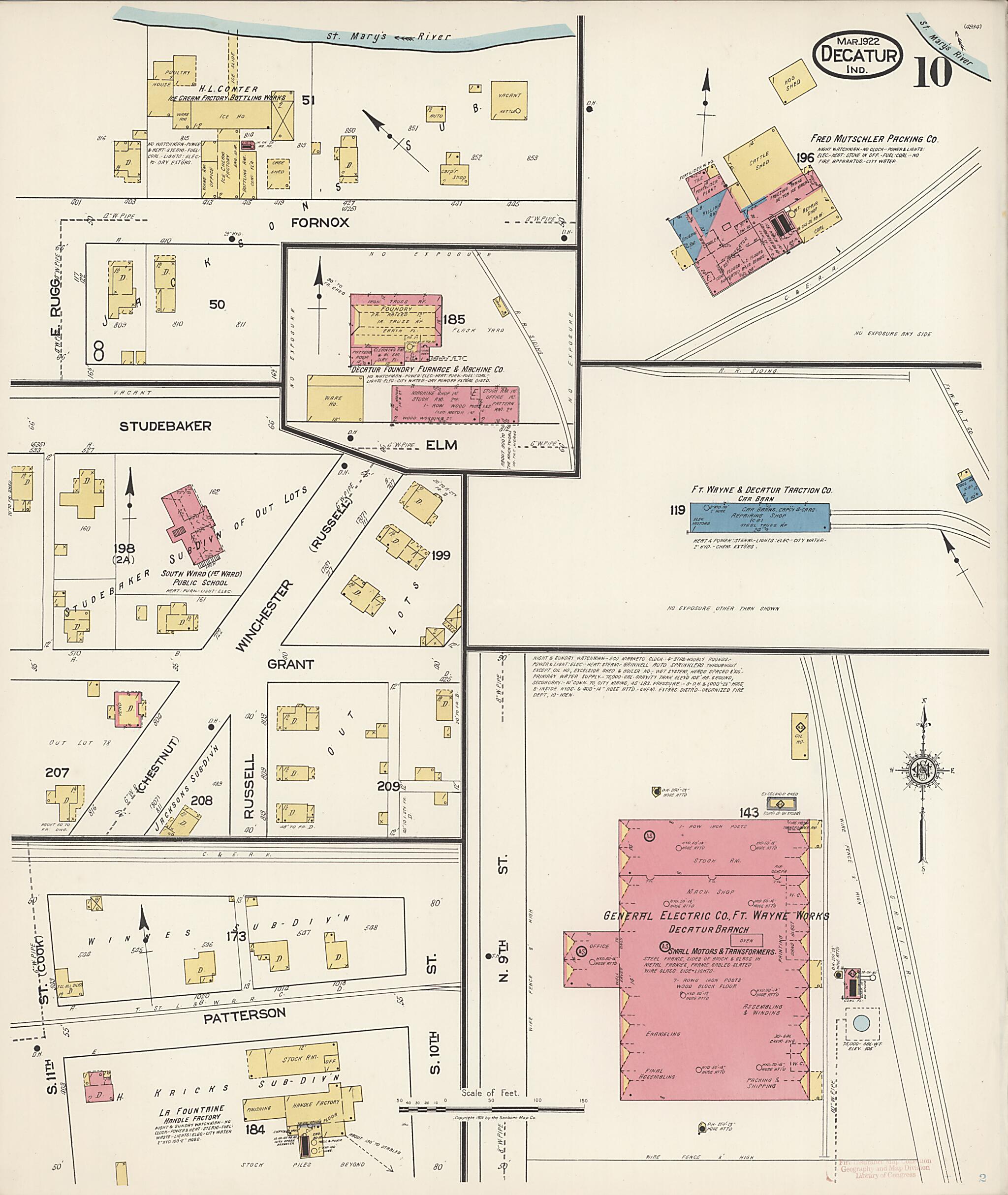 This old map of Decatur, Adams County, Indiana was created by Sanborn Map Company in 1922