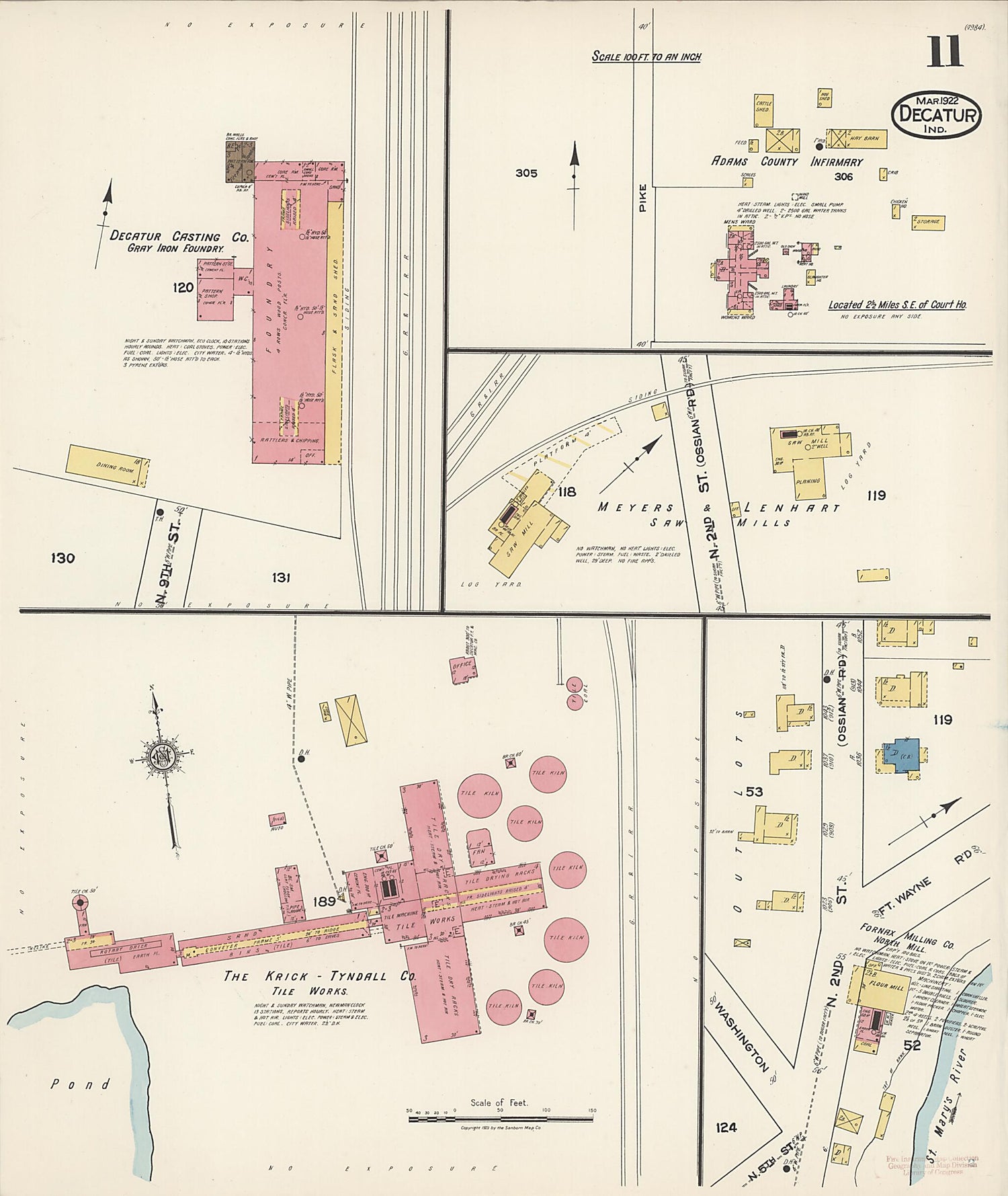 This old map of Decatur, Adams County, Indiana was created by Sanborn Map Company in 1922