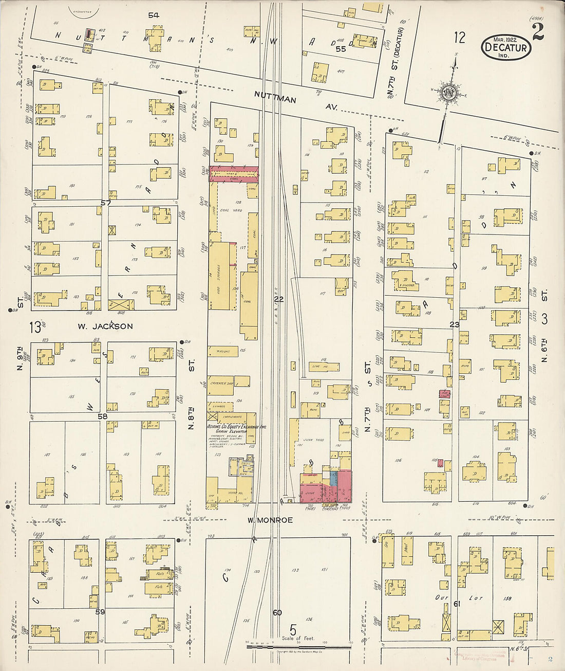 This old map of Decatur, Adams County, Indiana was created by Sanborn Map Company in 1922