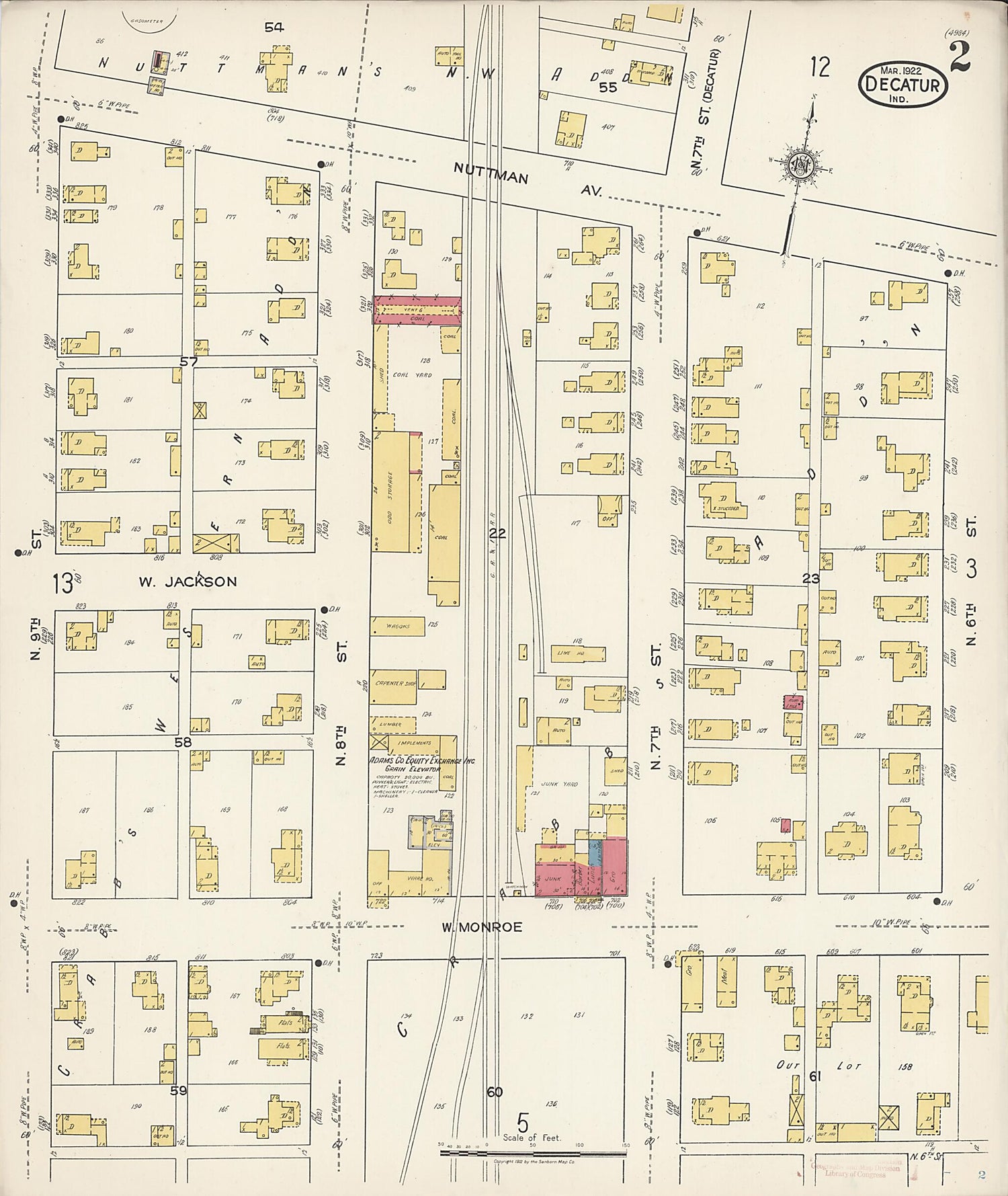 This old map of Decatur, Adams County, Indiana was created by Sanborn Map Company in 1922