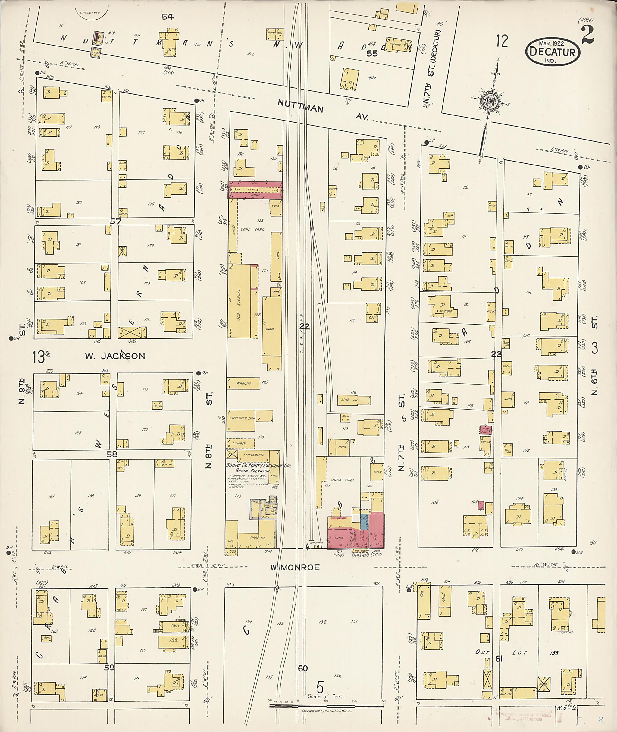 This old map of Decatur, Adams County, Indiana was created by Sanborn Map Company in 1922