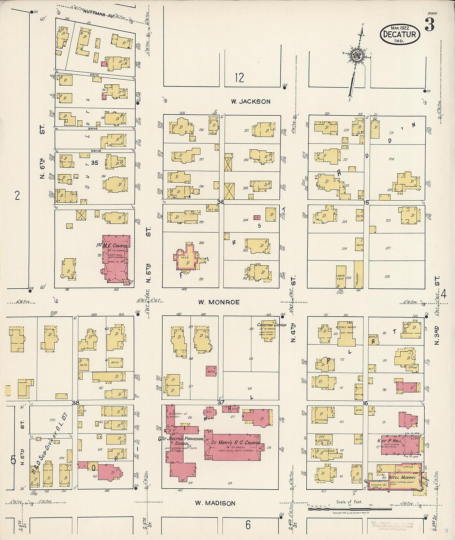 This old map of Decatur, Adams County, Indiana was created by Sanborn Map Company in 1922