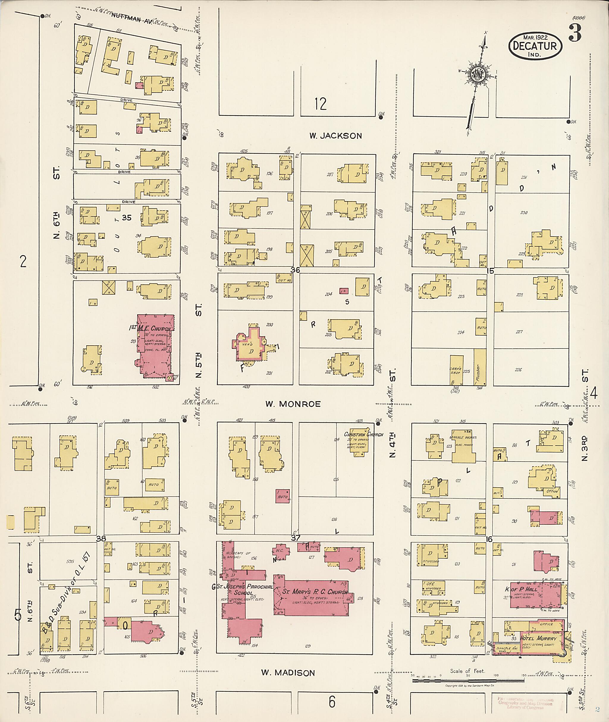 This old map of Decatur, Adams County, Indiana was created by Sanborn Map Company in 1922