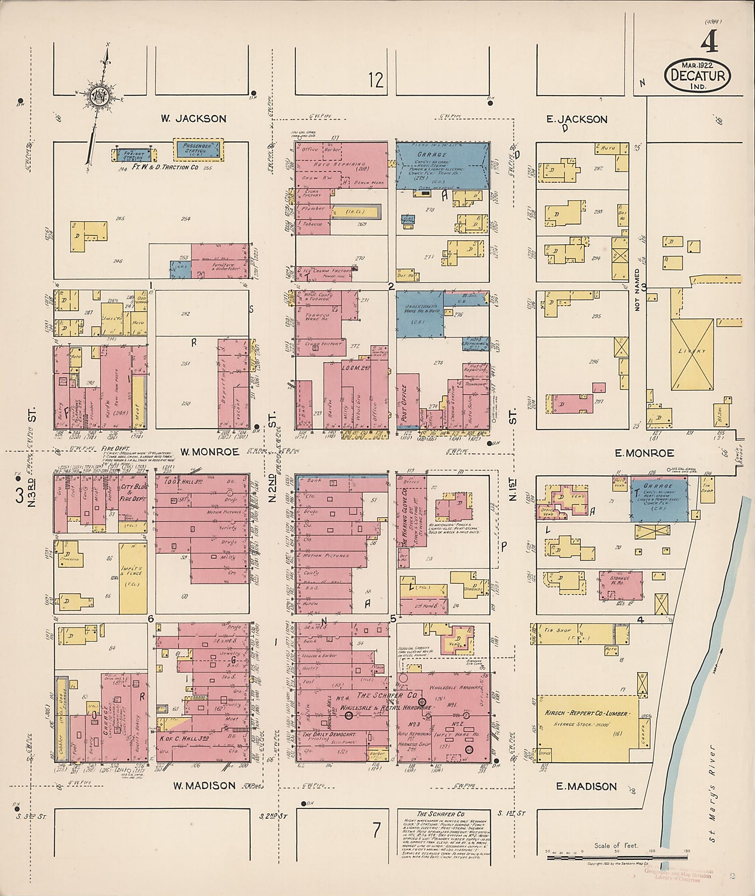 This old map of Decatur, Adams County, Indiana was created by Sanborn Map Company in 1922