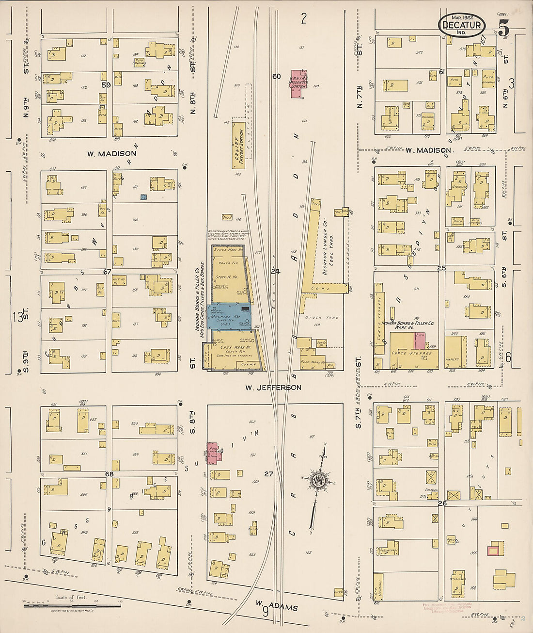 This old map of Decatur, Adams County, Indiana was created by Sanborn Map Company in 1922