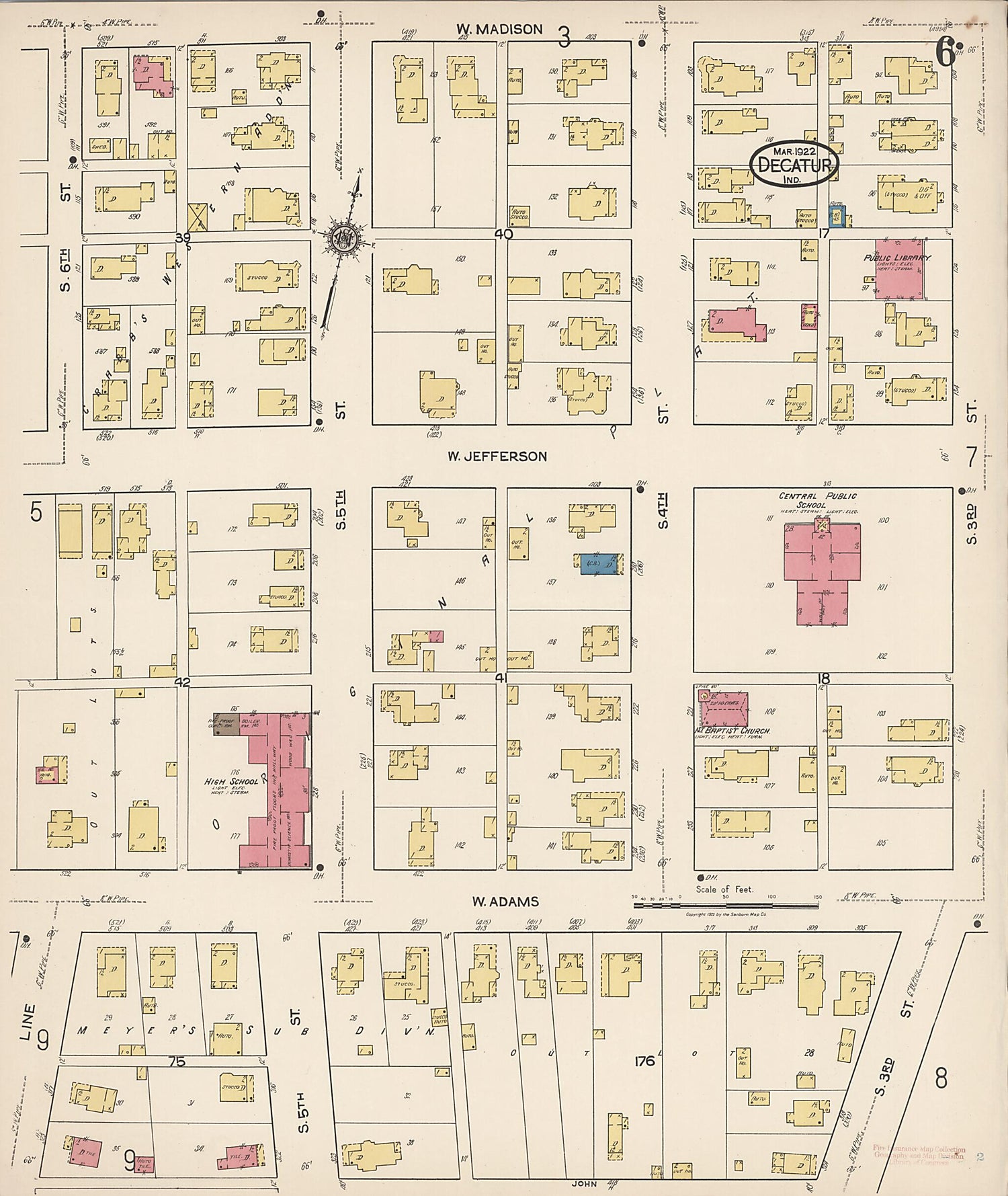 This old map of Decatur, Adams County, Indiana was created by Sanborn Map Company in 1922