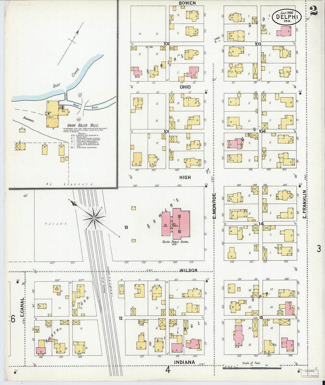 This old map of Delphi, Carroll County, Indiana was created by Sanborn Map Company in 1900