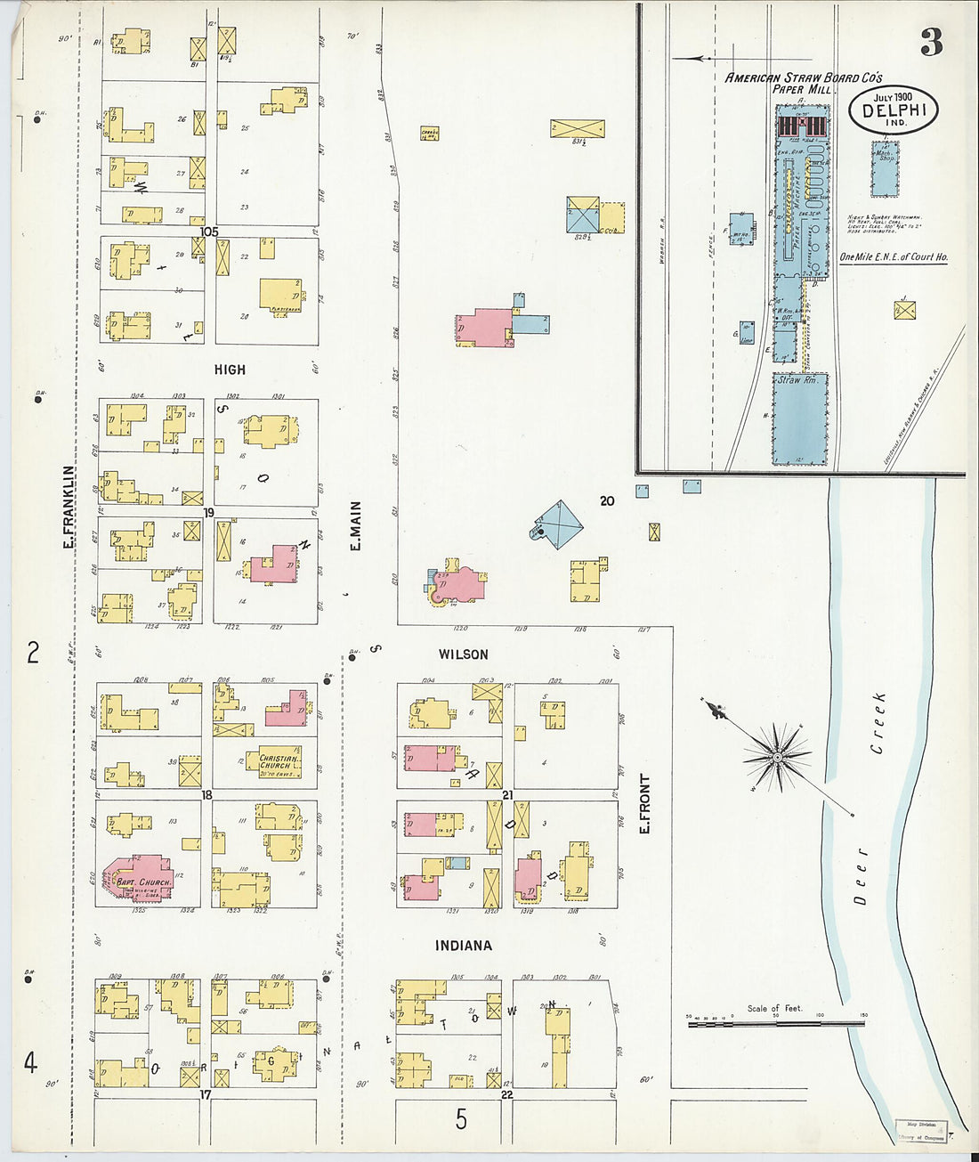 This old map of Delphi, Carroll County, Indiana was created by Sanborn Map Company in 1900