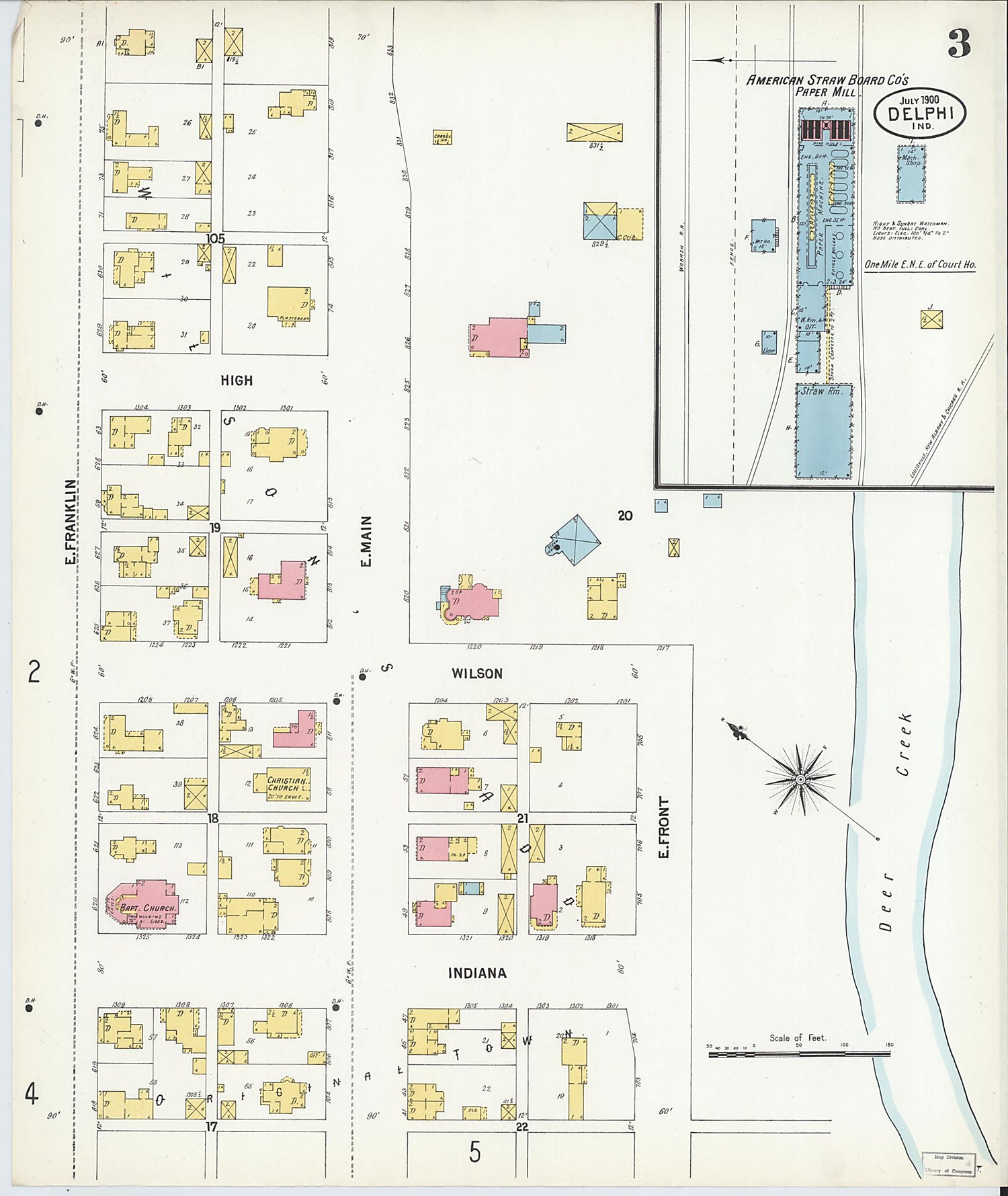 This old map of Delphi, Carroll County, Indiana was created by Sanborn Map Company in 1900