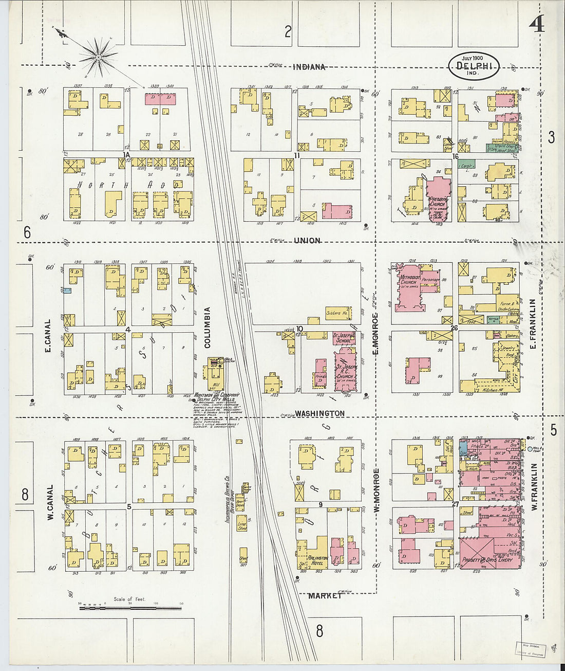 This old map of Delphi, Carroll County, Indiana was created by Sanborn Map Company in 1900