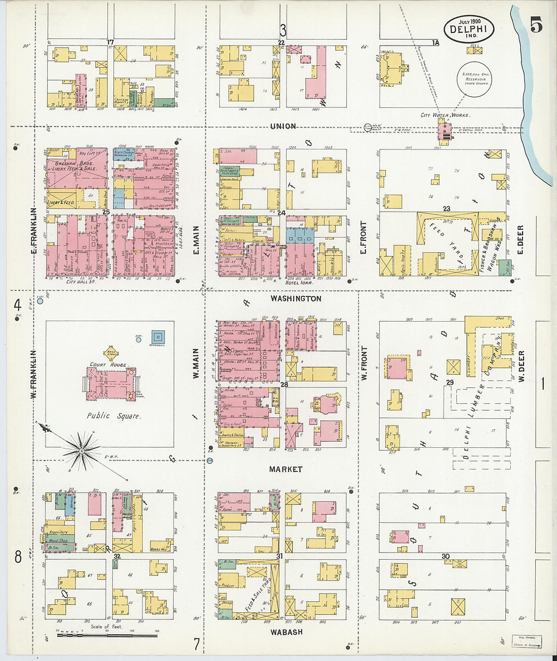 This old map of Delphi, Carroll County, Indiana was created by Sanborn Map Company in 1900