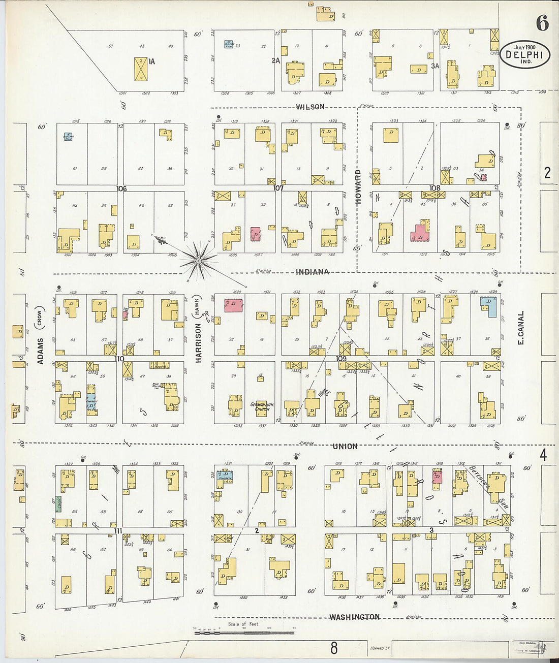 This old map of Delphi, Carroll County, Indiana was created by Sanborn Map Company in 1900