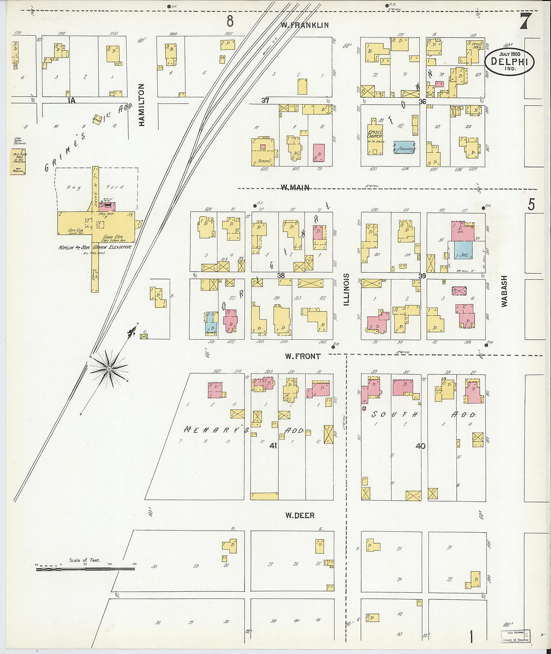 This old map of Delphi, Carroll County, Indiana was created by Sanborn Map Company in 1900