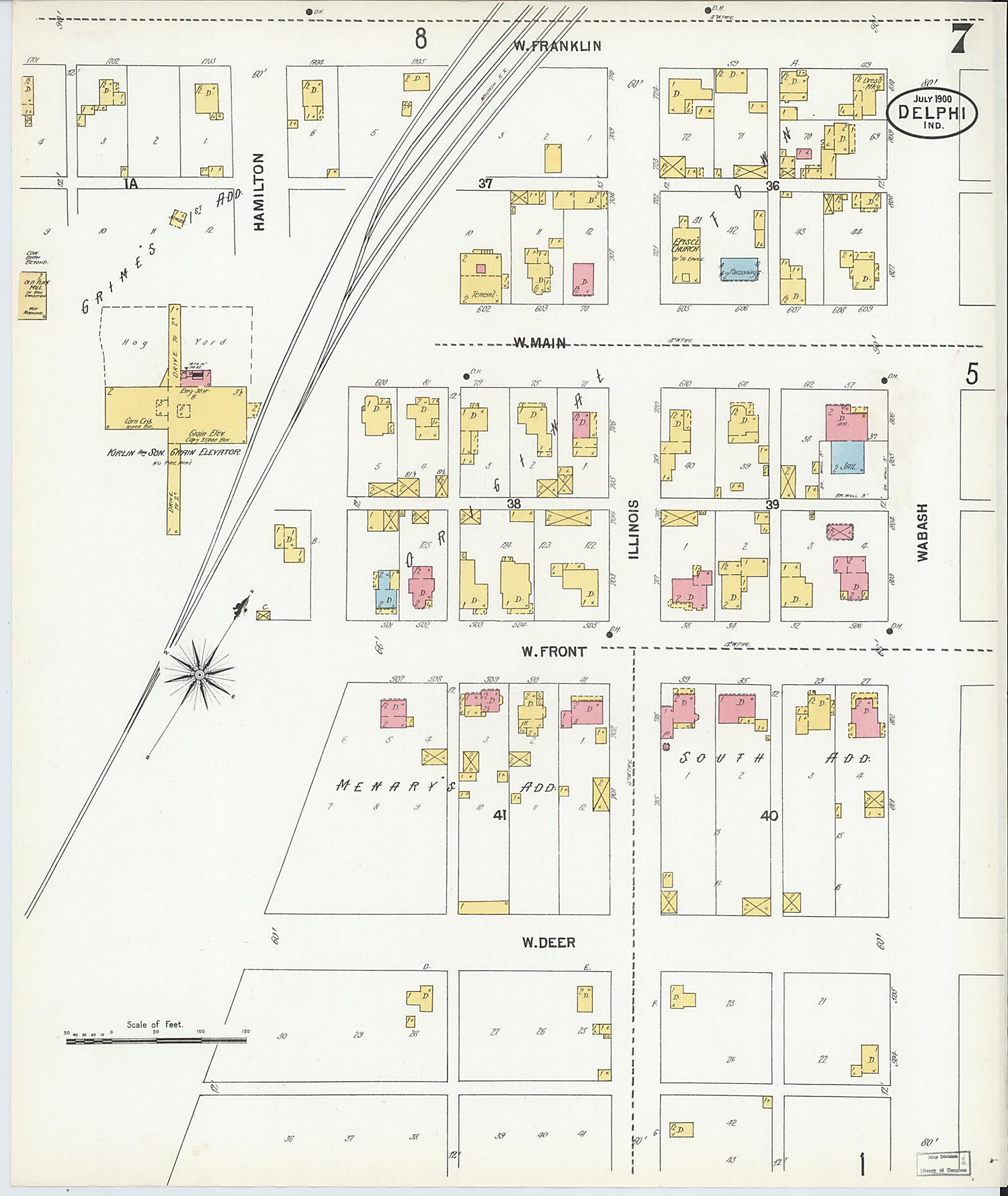 This old map of Delphi, Carroll County, Indiana was created by Sanborn Map Company in 1900