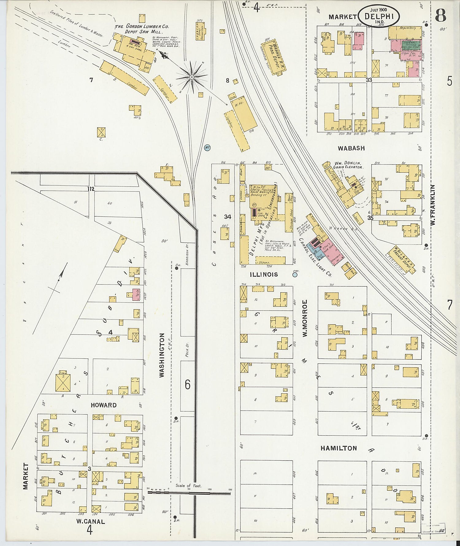 This old map of Delphi, Carroll County, Indiana was created by Sanborn Map Company in 1900