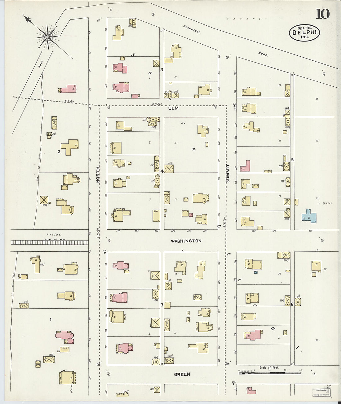 This old map of Delphi, Carroll County, Indiana was created by Sanborn Map Company in 1906