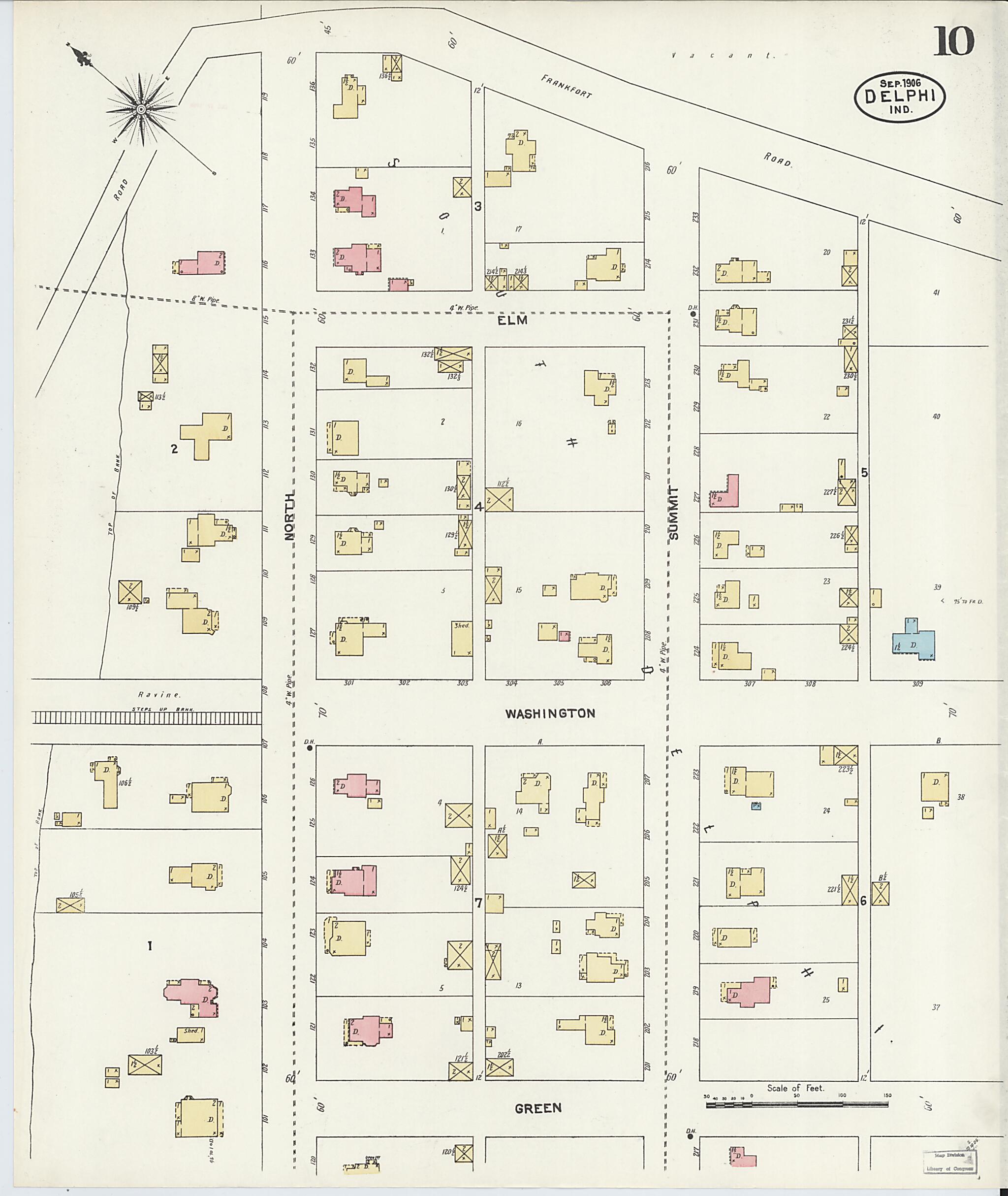 This old map of Delphi, Carroll County, Indiana was created by Sanborn Map Company in 1906