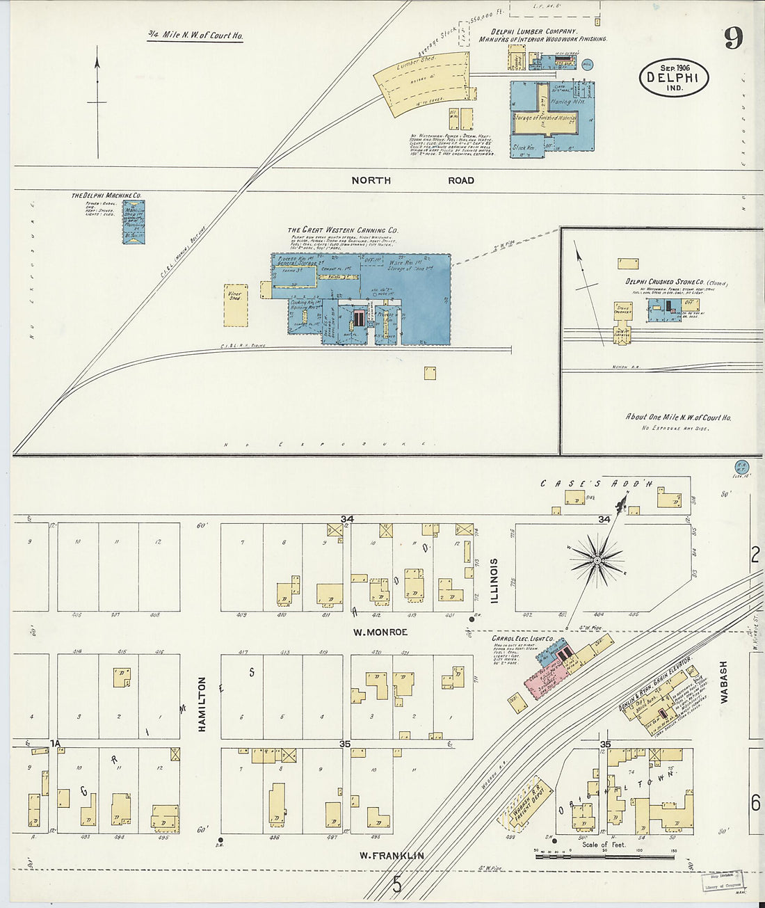 This old map of Delphi, Carroll County, Indiana was created by Sanborn Map Company in 1906