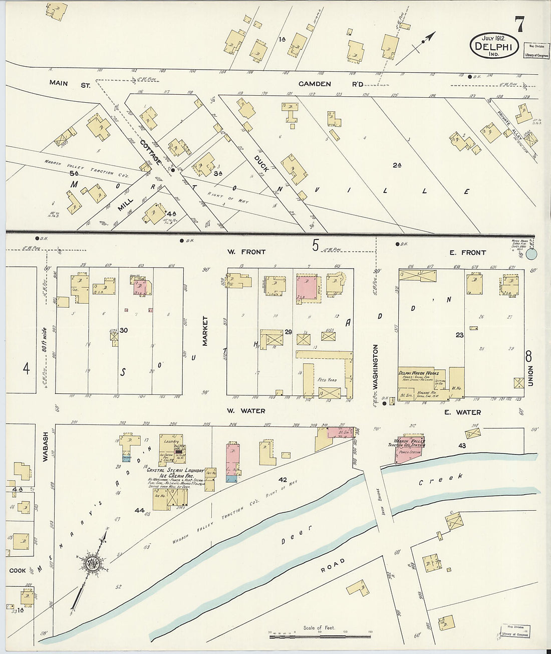 This old map of Delphi, Carroll County, Indiana was created by Sanborn Map Company in 1912