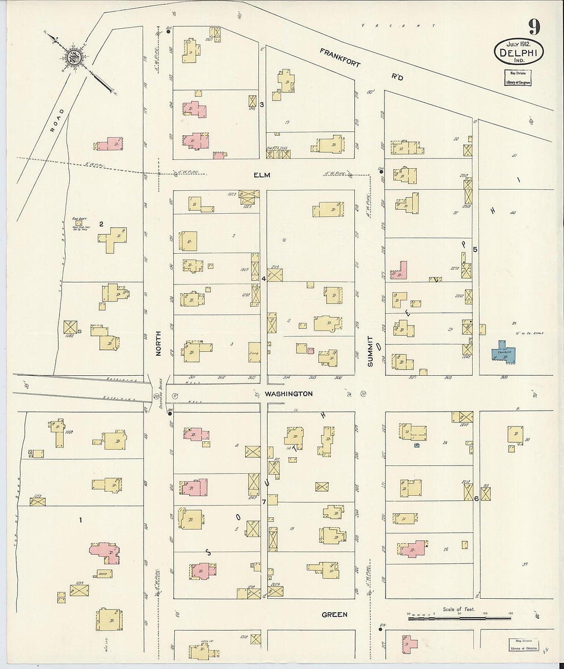 This old map of Delphi, Carroll County, Indiana was created by Sanborn Map Company in 1912