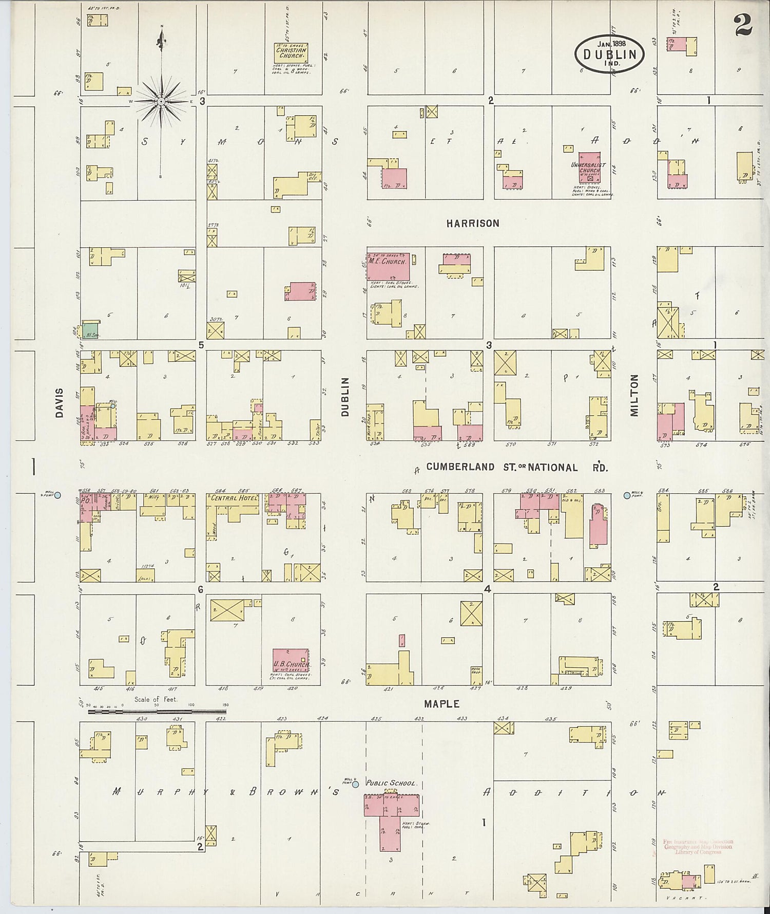 This old map of Dublin, Wayne County, Indiana was created by Sanborn Map Company in 1898