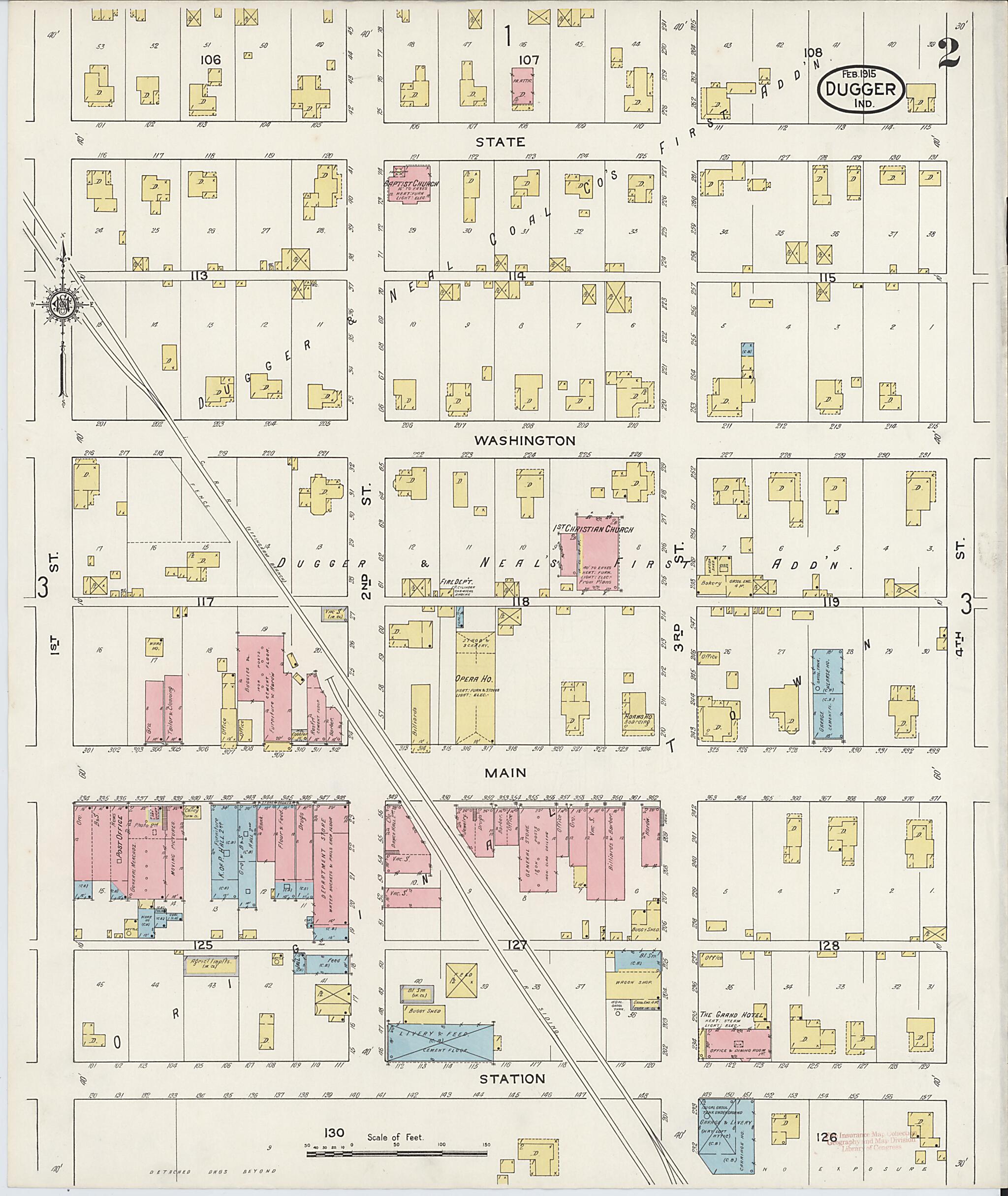 This old map of Dugger, Sullivan County, Indiana was created by Sanborn Map Company in 1915