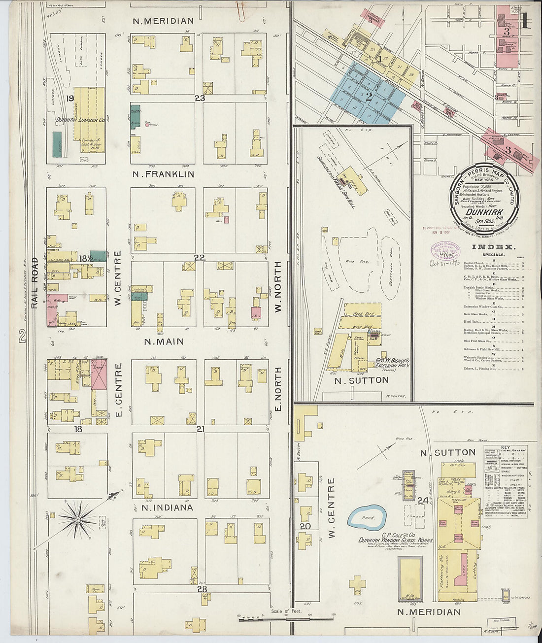 This old map of Jay, Indiana was created by Sanborn Map Company in 1893