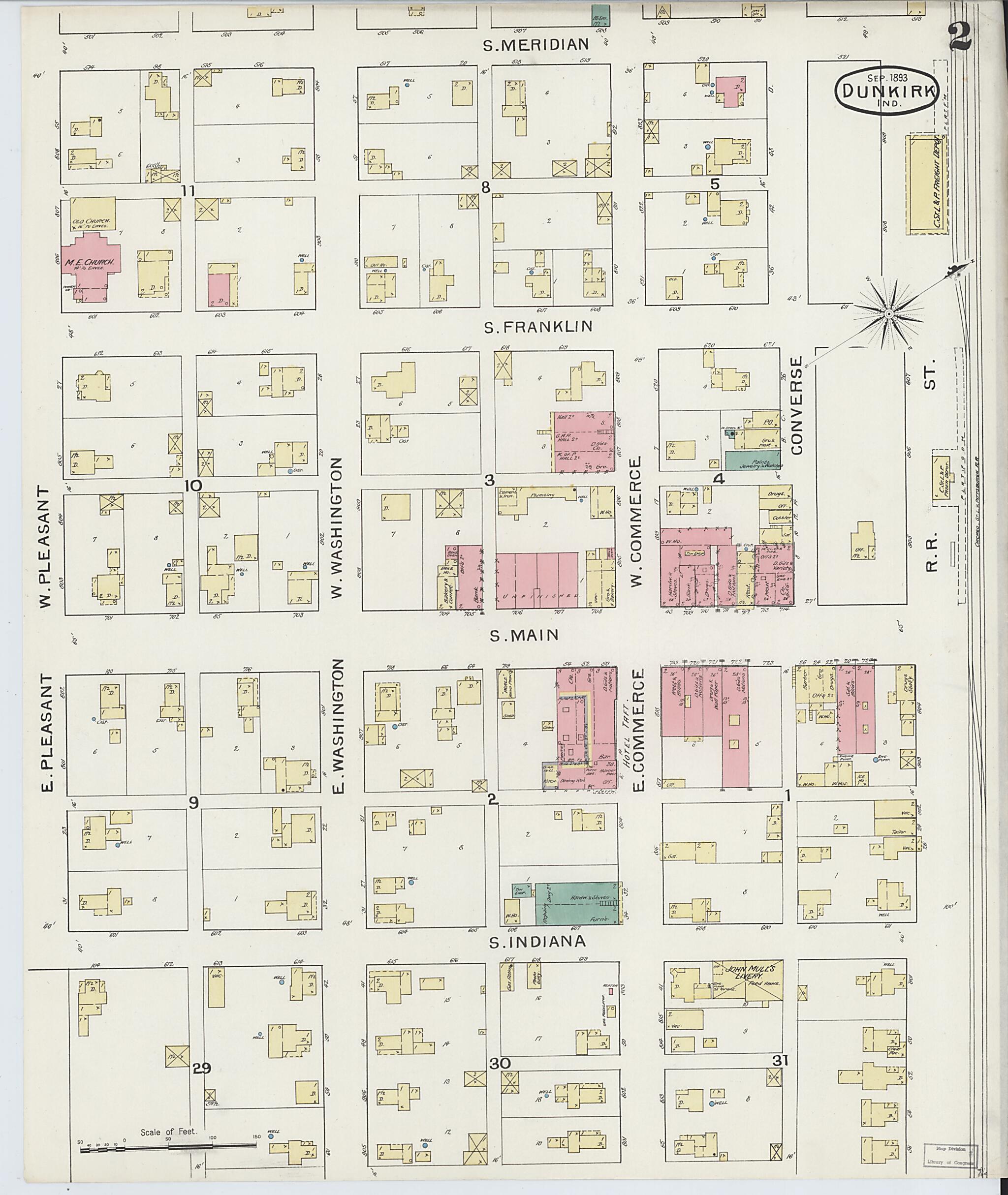 This old map of Jay, Indiana was created by Sanborn Map Company in 1893