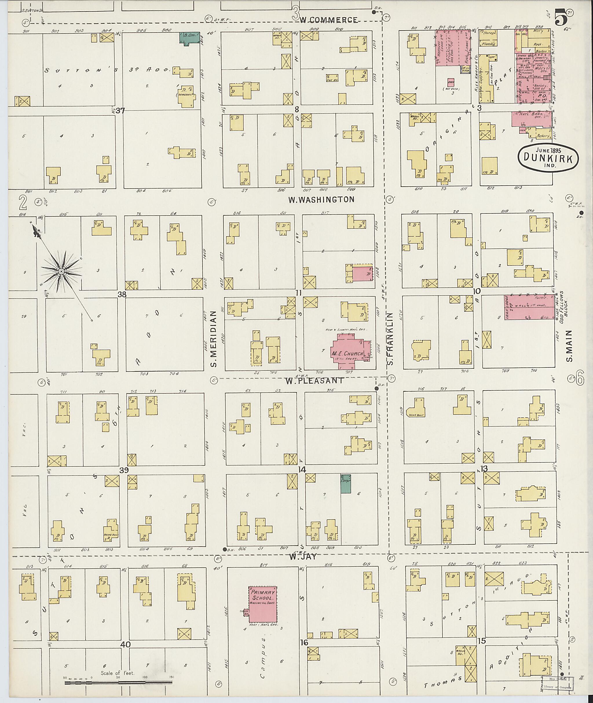 This old map of Jay, Indiana was created by Sanborn Map Company in 1895