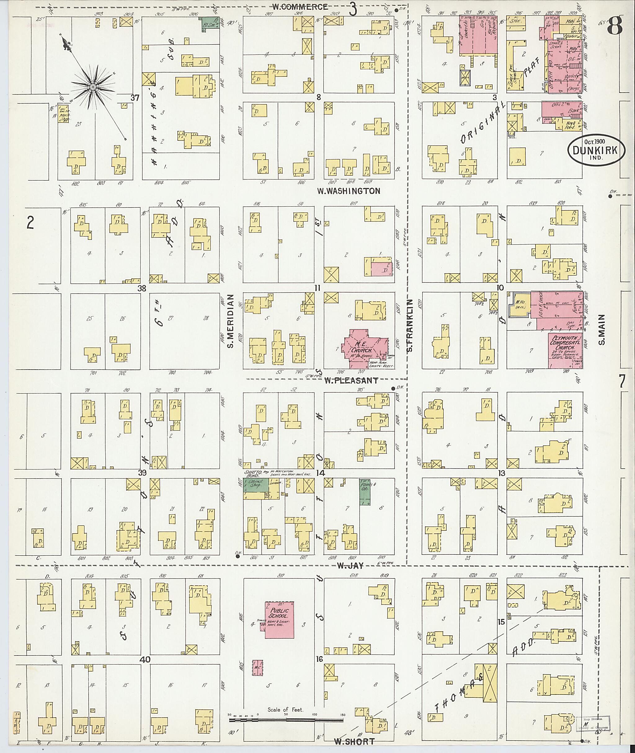 This old map of Jay, Indiana was created by Sanborn Map Company in 1900