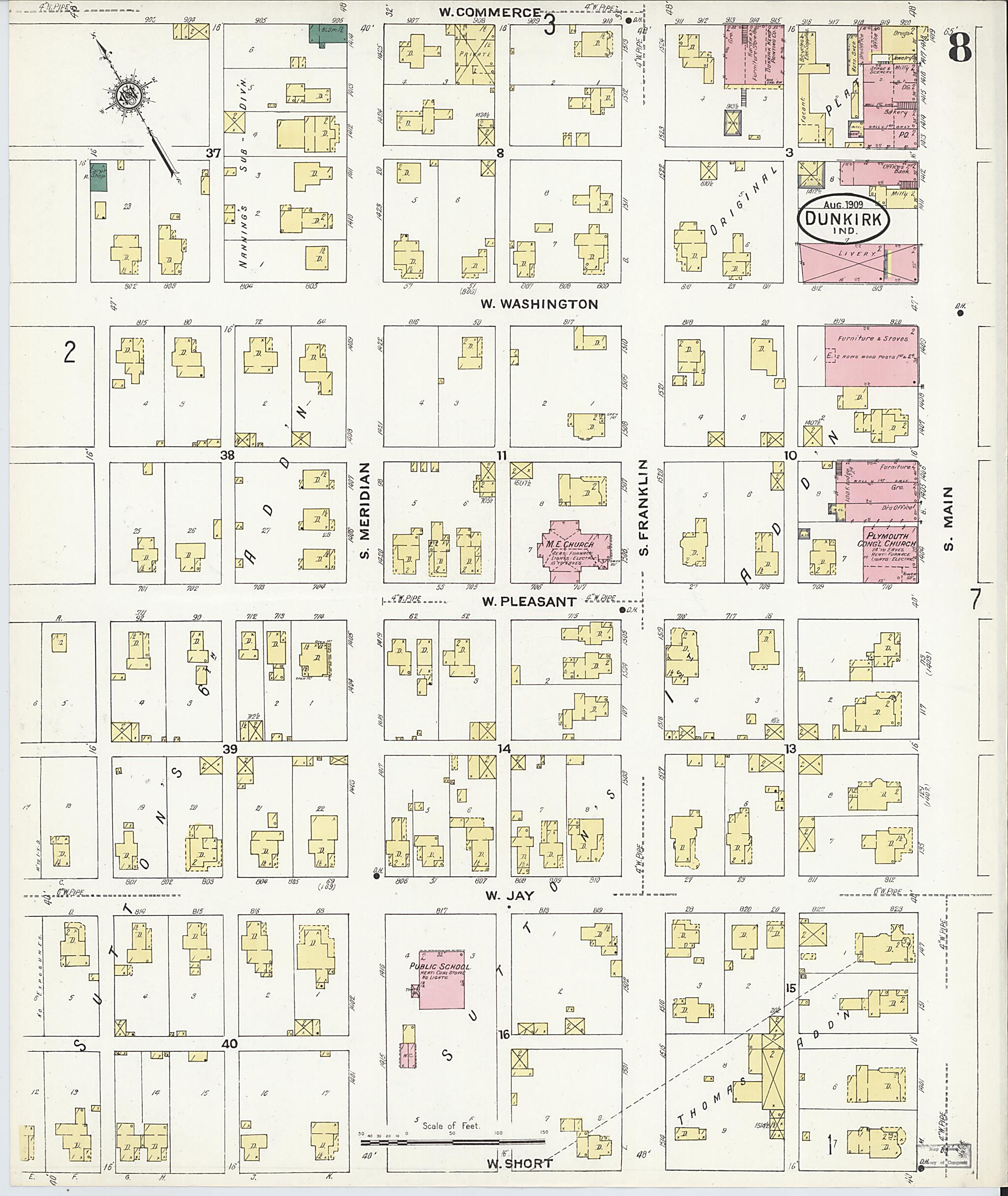 This old map of Jay, Indiana was created by Sanborn Map Company in 1909