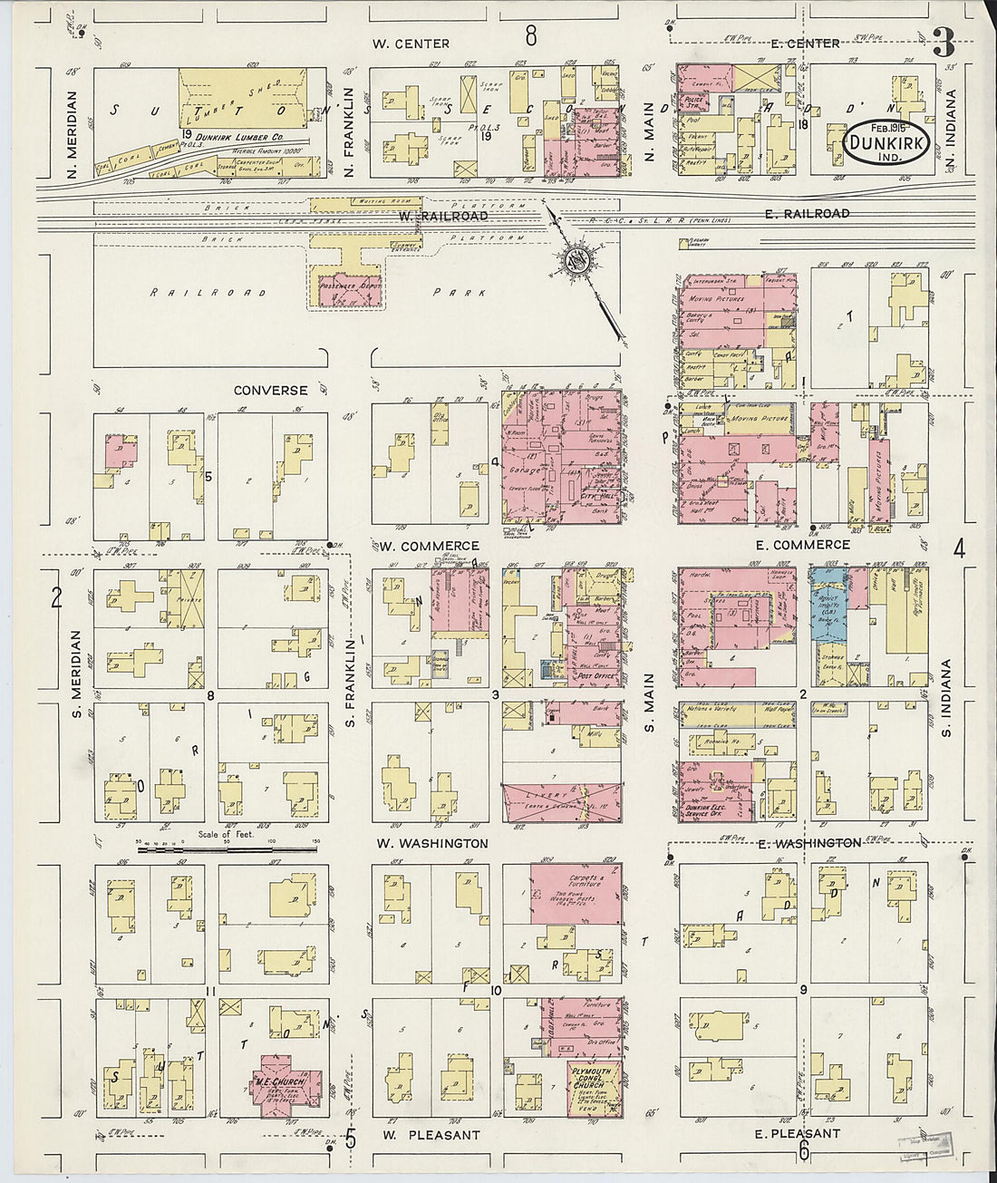 This old map of Jay, Indiana was created by Sanborn Map Company in 1915