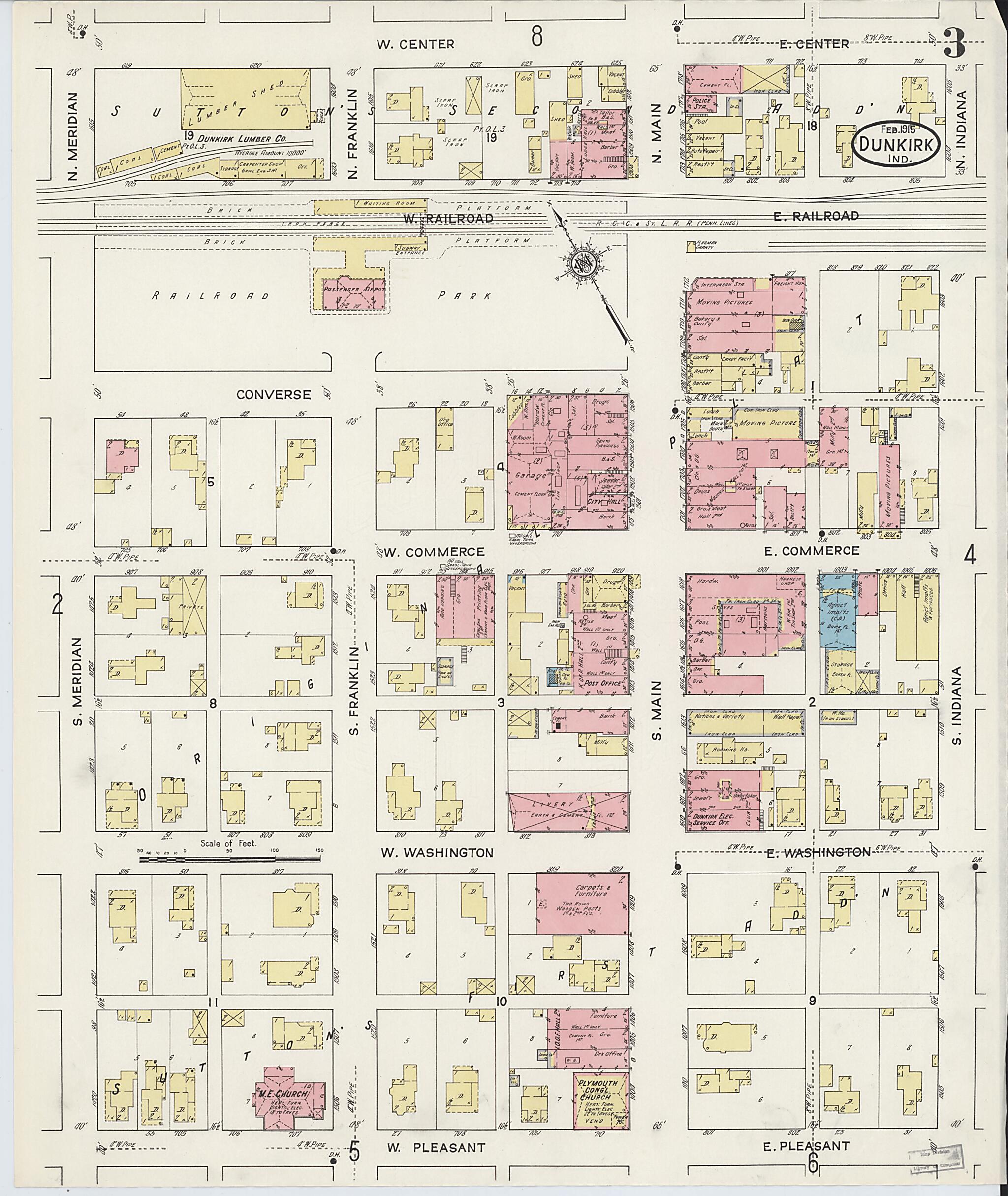 This old map of Jay, Indiana was created by Sanborn Map Company in 1915