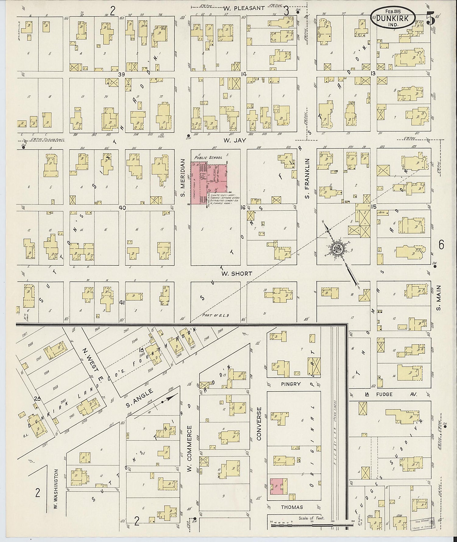 This old map of Jay, Indiana was created by Sanborn Map Company in 1915