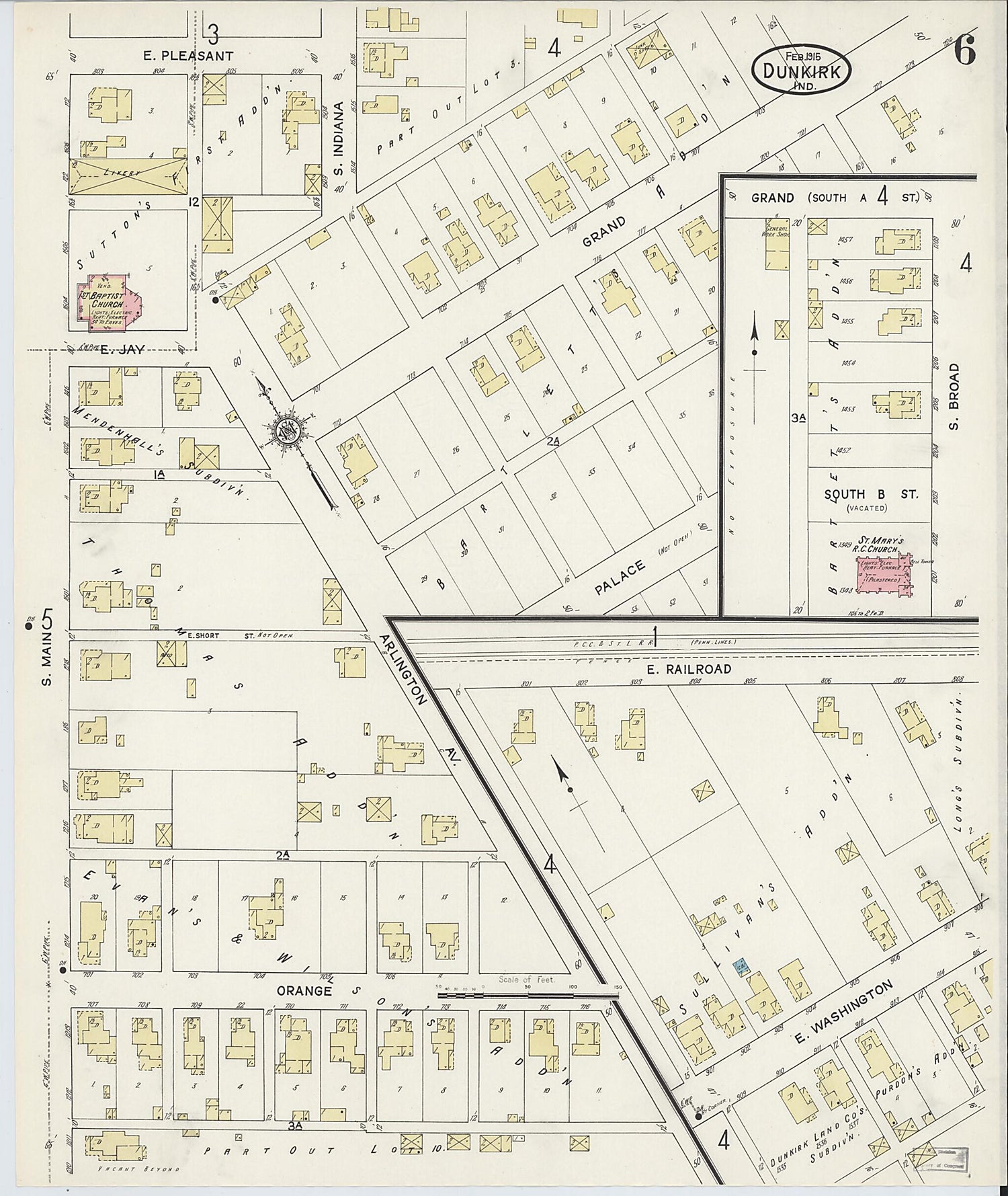 This old map of Jay, Indiana was created by Sanborn Map Company in 1915