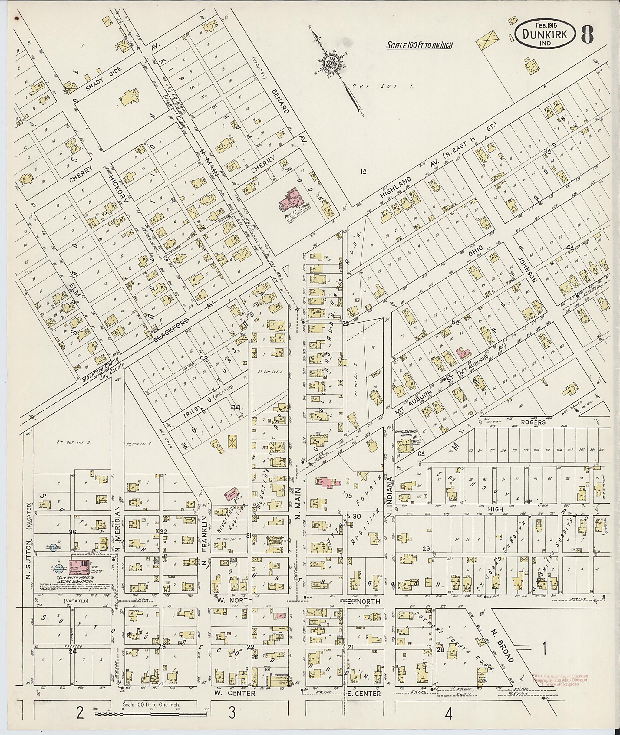 This old map of Jay, Indiana was created by Sanborn Map Company in 1915