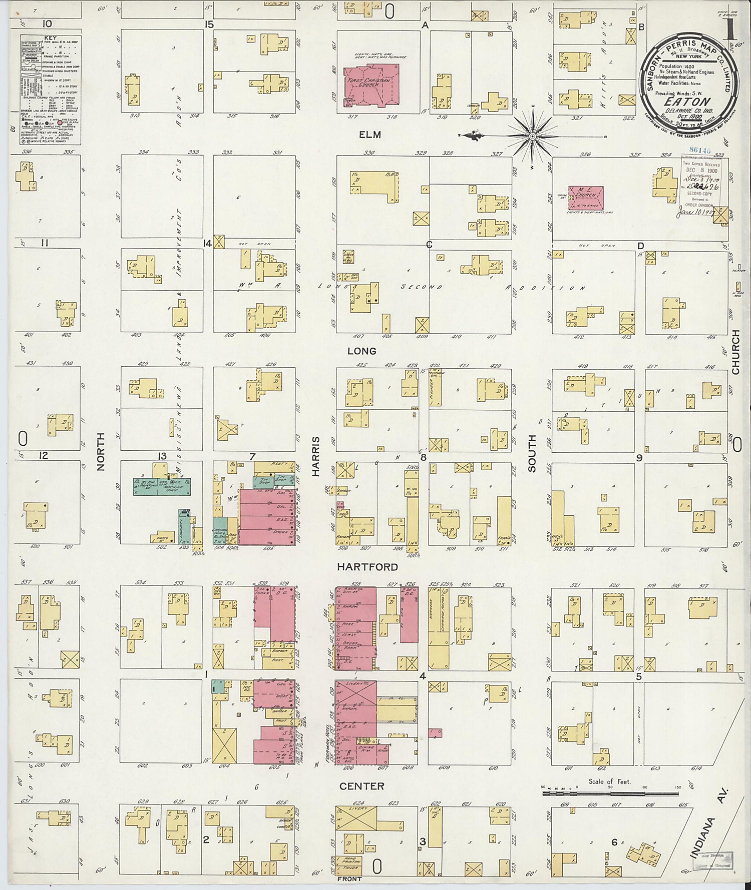 This old map of Eaton, Delaware County, Indiana was created by Sanborn Map Company in 1900