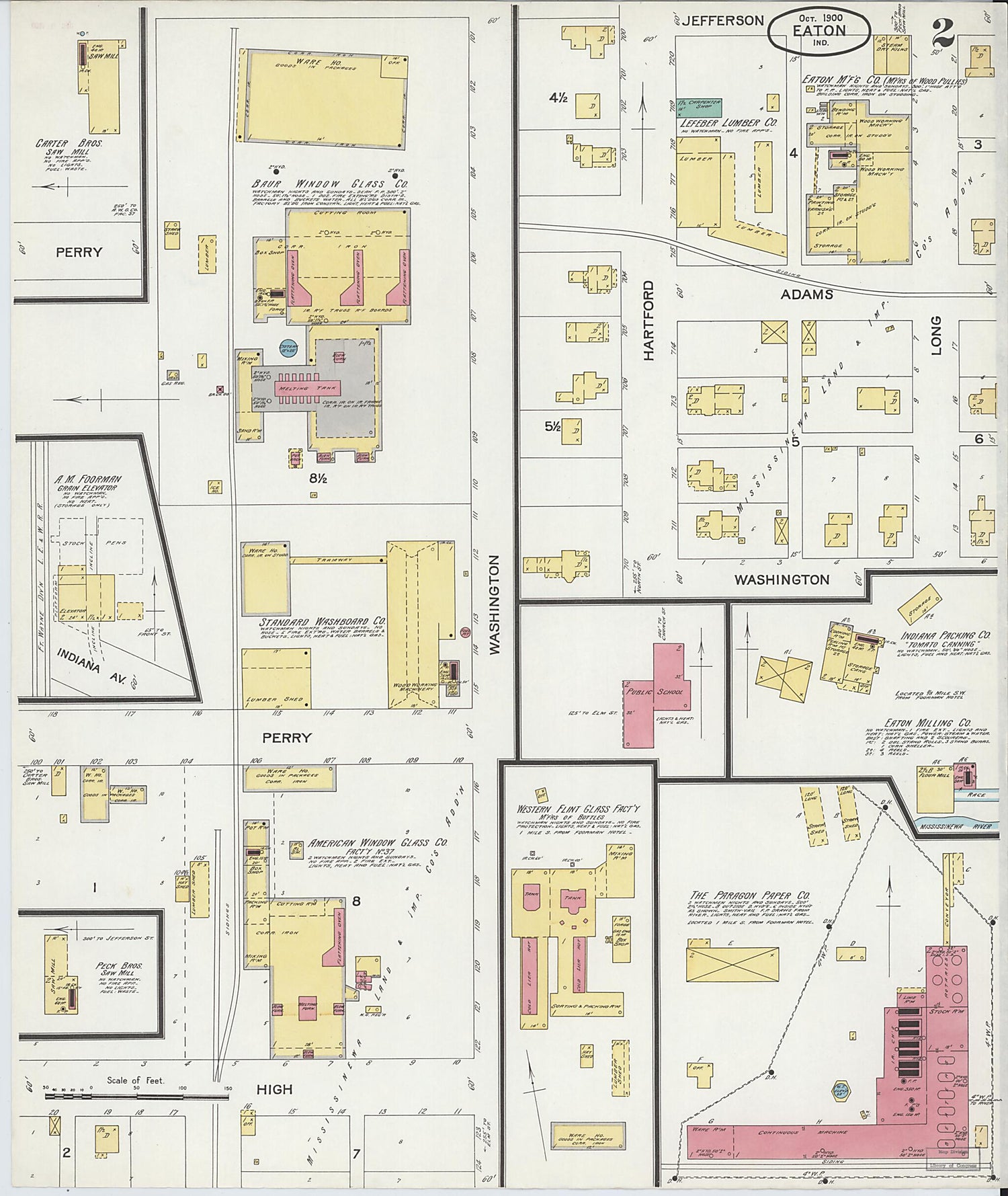 This old map of Eaton, Delaware County, Indiana was created by Sanborn Map Company in 1900