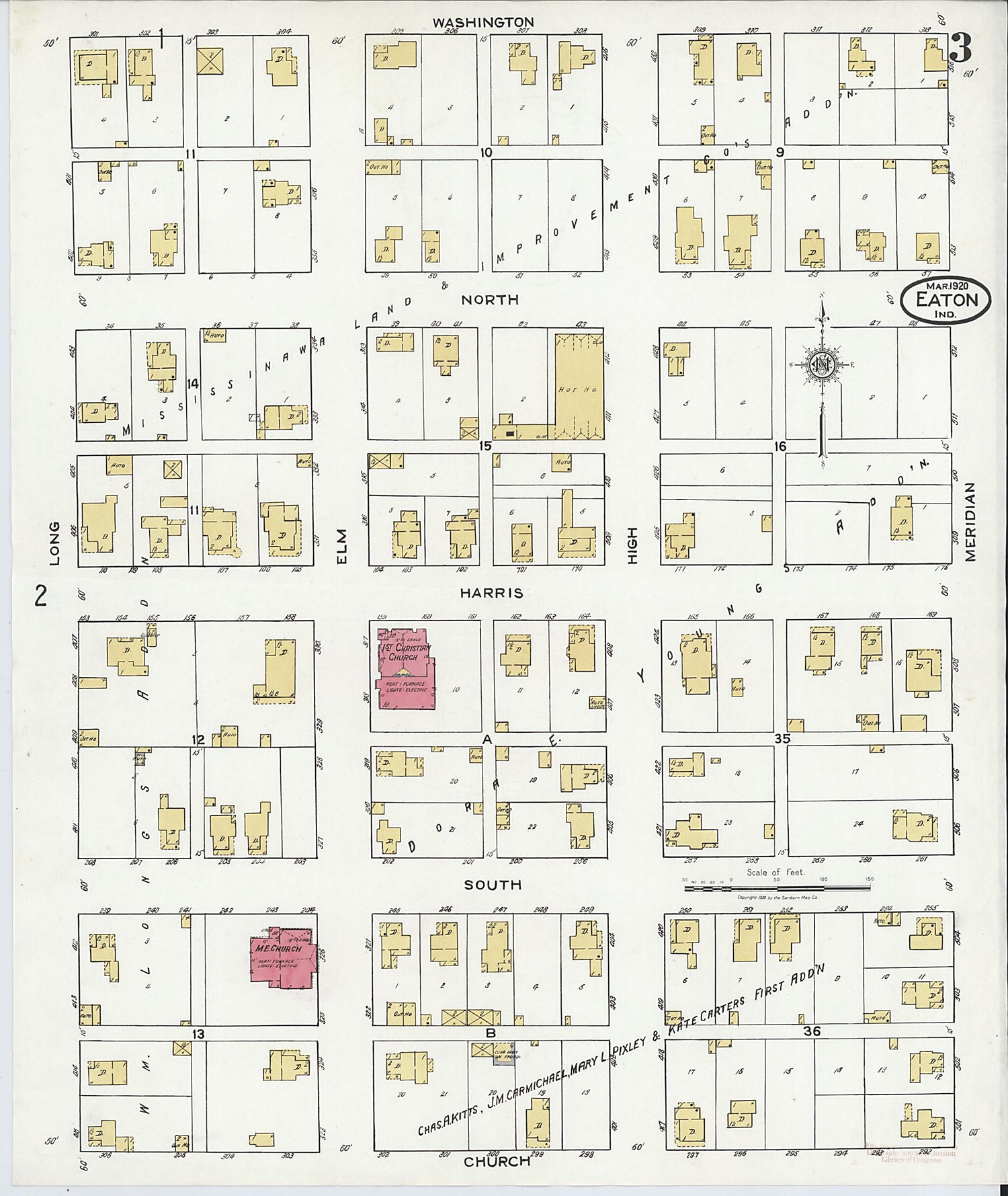 This old map of Eaton, Delaware County, Indiana was created by Sanborn Map Company in 1920