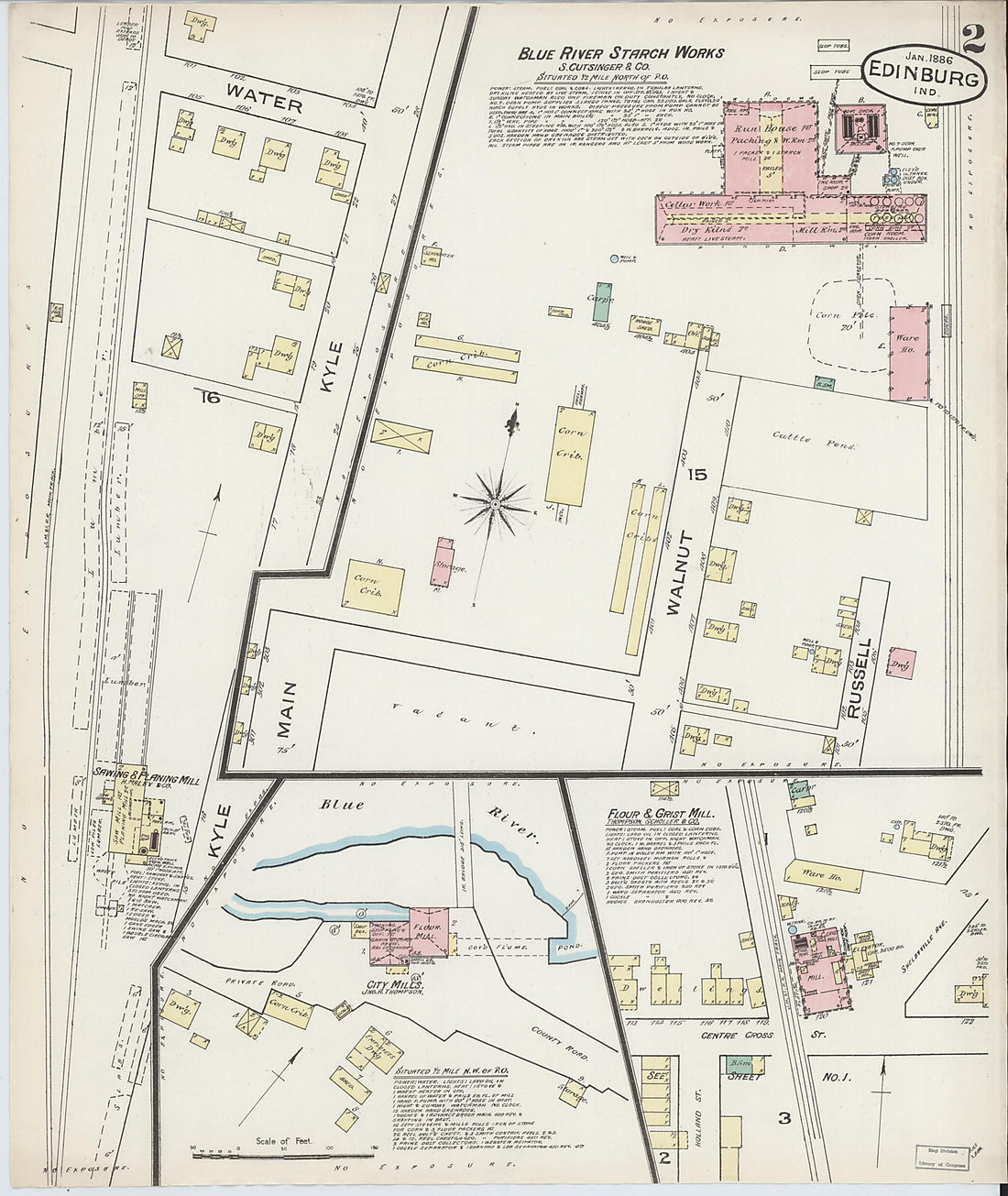 This old map of Johnson, Indiana was created by Sanborn Map Company in 1886