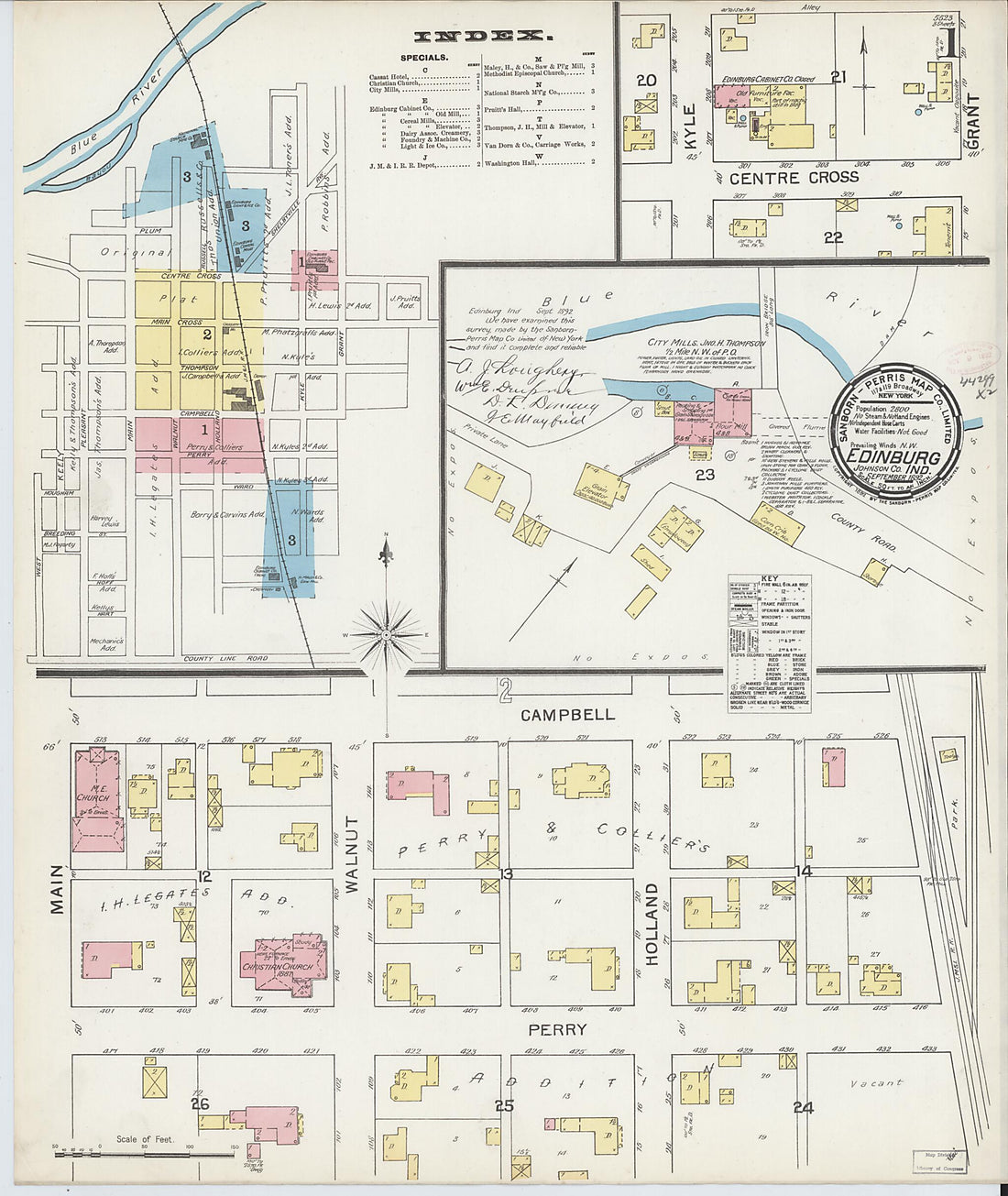 This old map of Johnson, Indiana was created by Sanborn Map Company in 1892