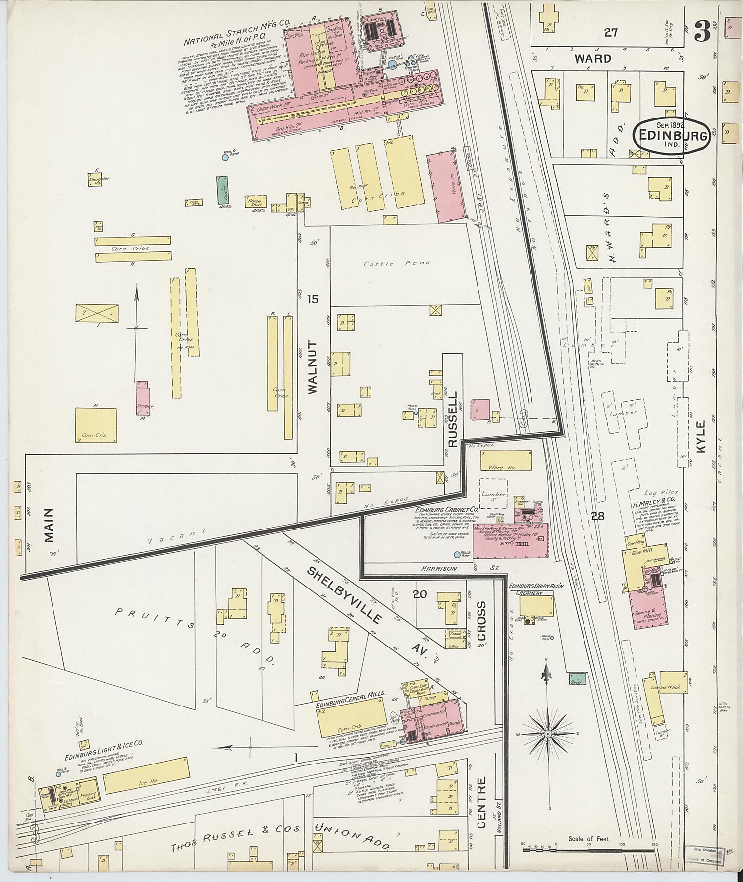 This old map of Johnson, Indiana was created by Sanborn Map Company in 1892