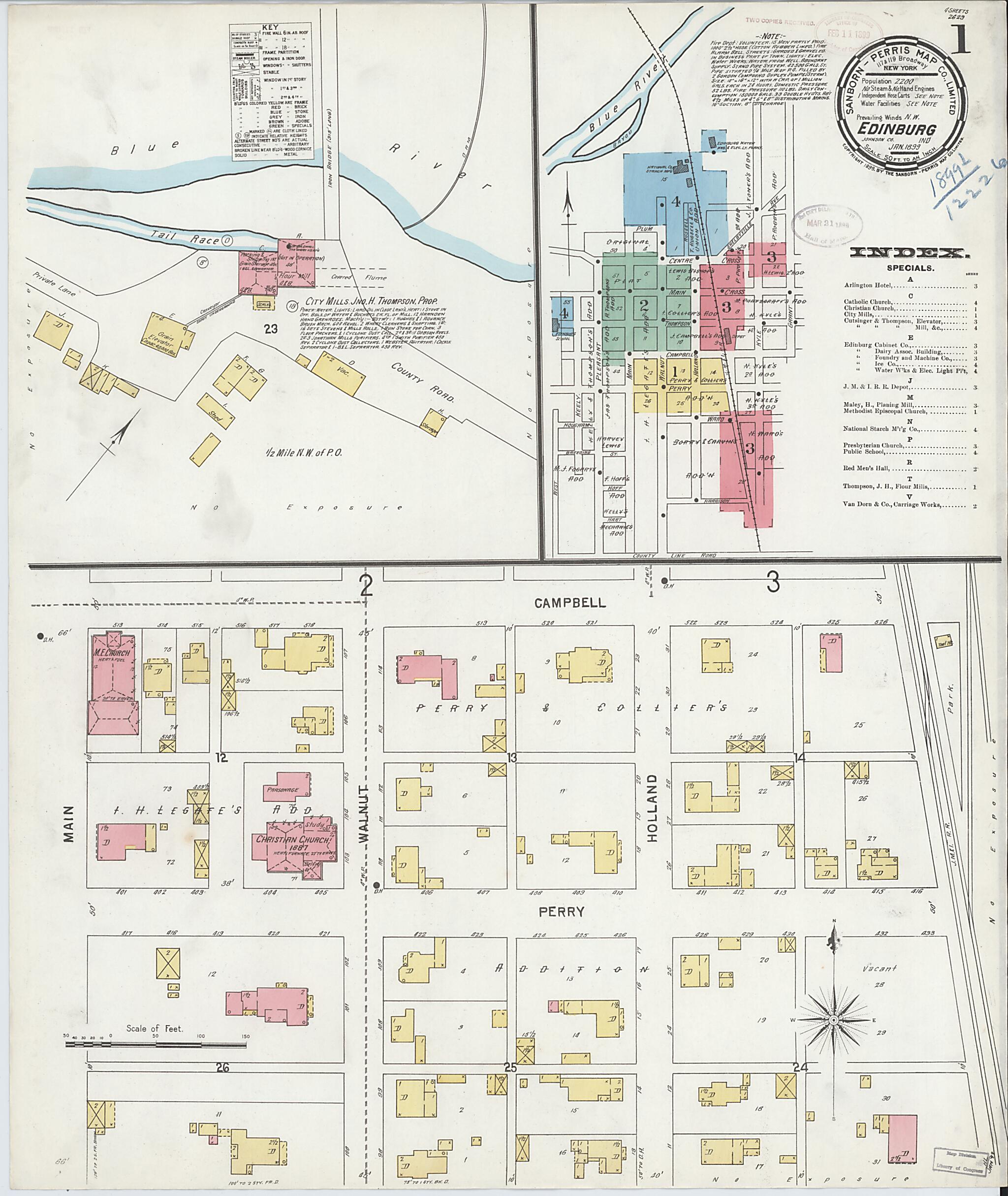 This old map of Johnson, Indiana was created by Sanborn Map Company in 1899