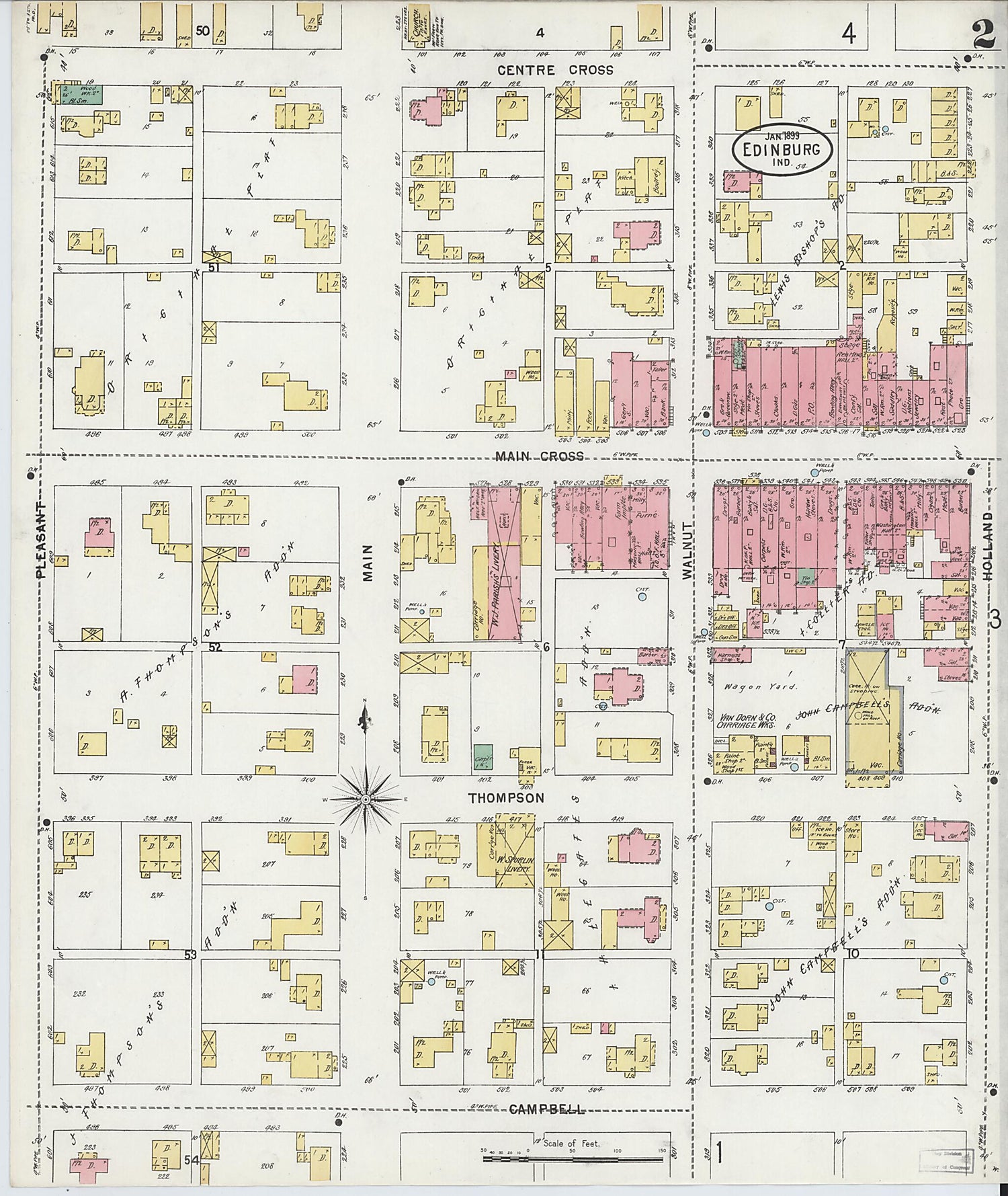 This old map of Johnson, Indiana was created by Sanborn Map Company in 1899