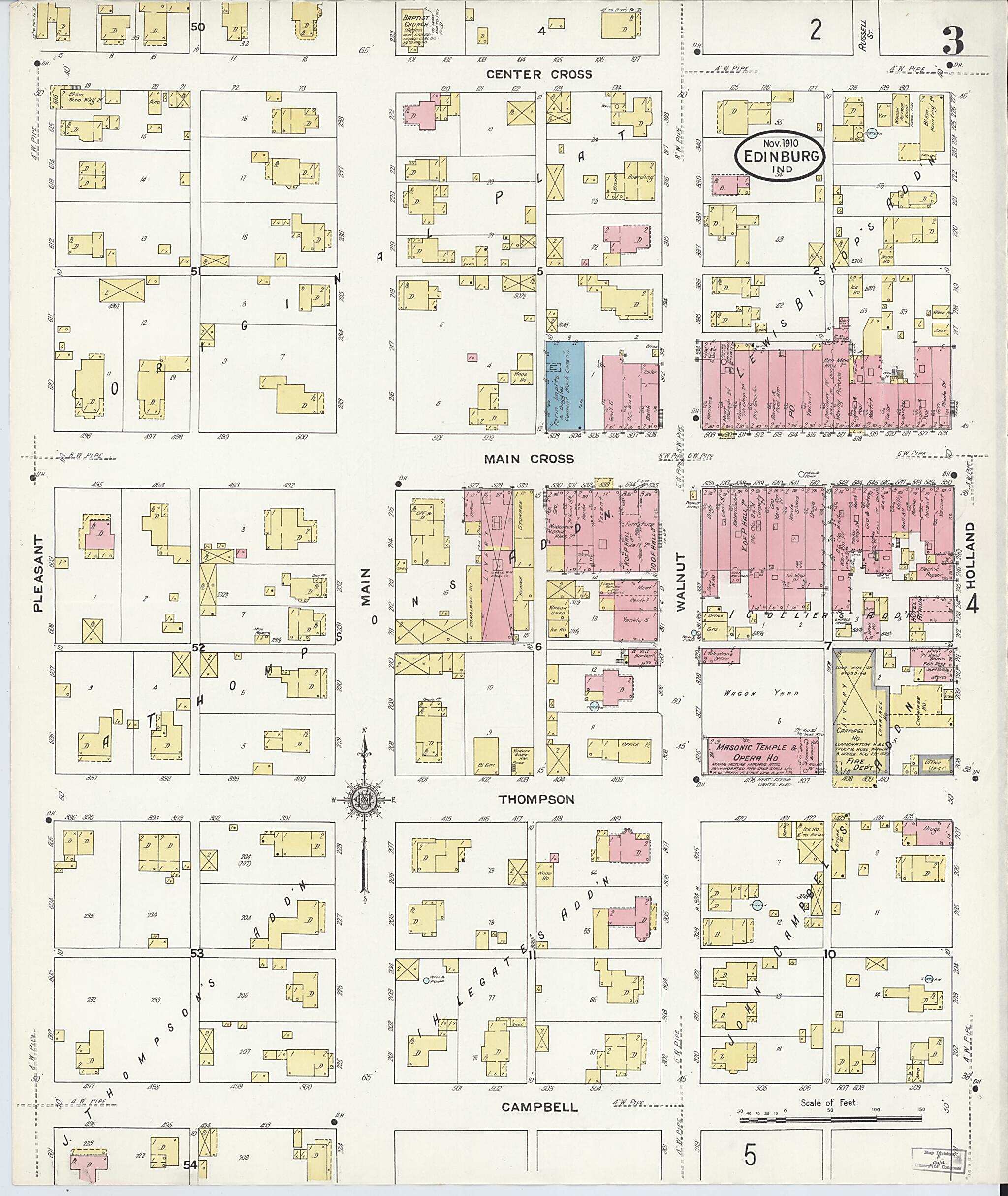 This old map of Johnson, Indiana was created by Sanborn Map Company in 1910