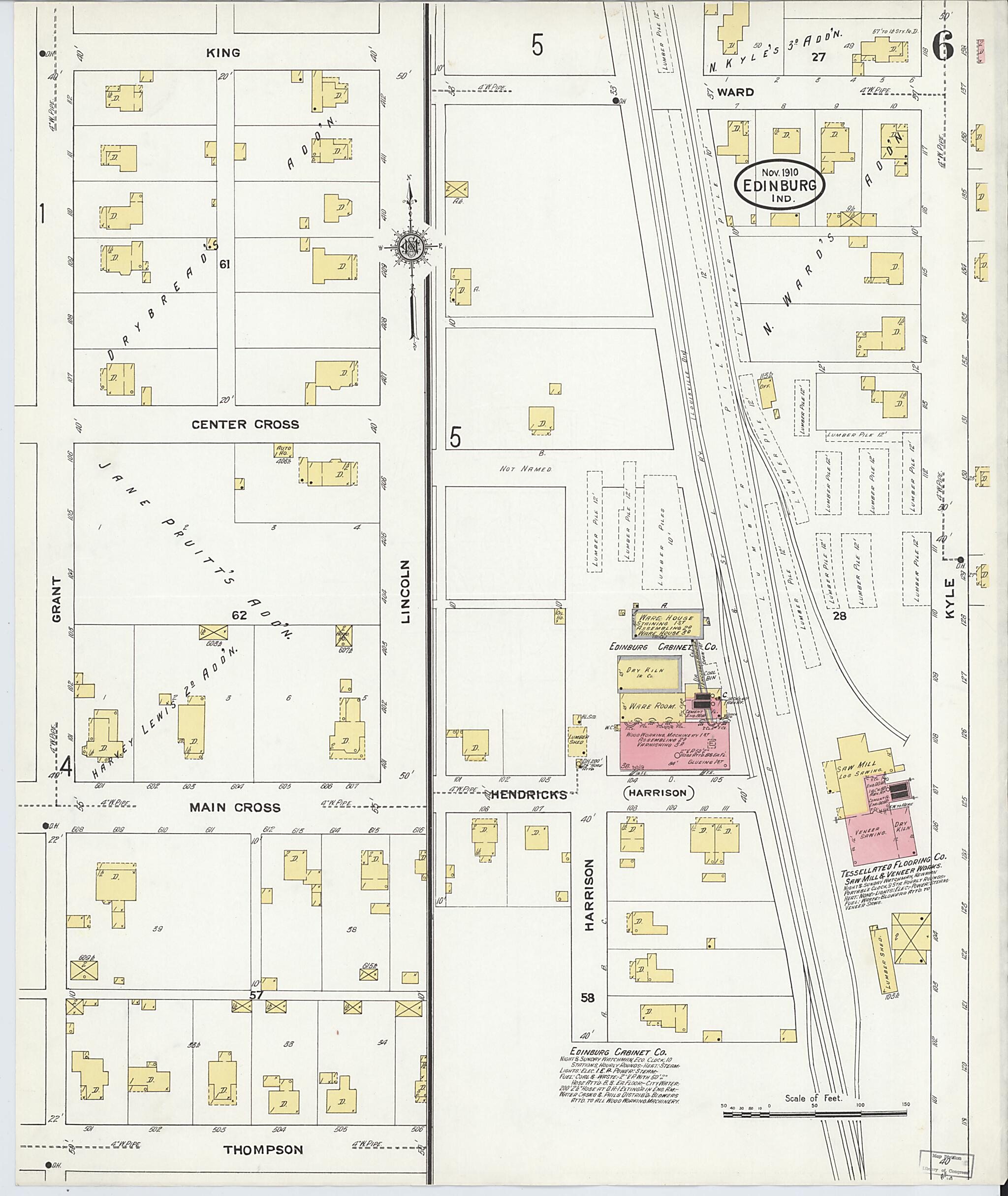 This old map of Johnson, Indiana was created by Sanborn Map Company in 1910