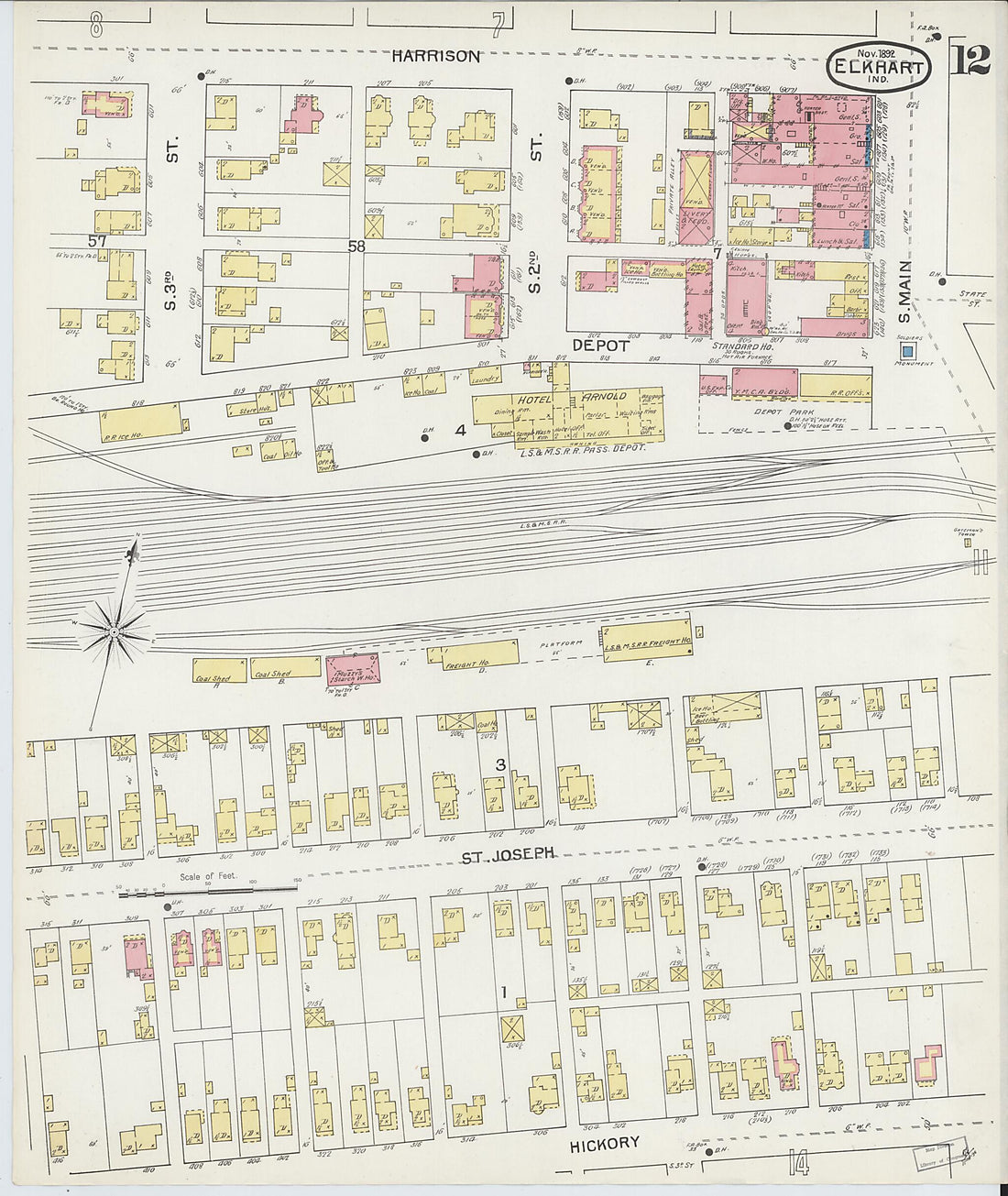 This old map of Elkhart, Elkhart County, Indiana was created by Sanborn Map Company in 1892