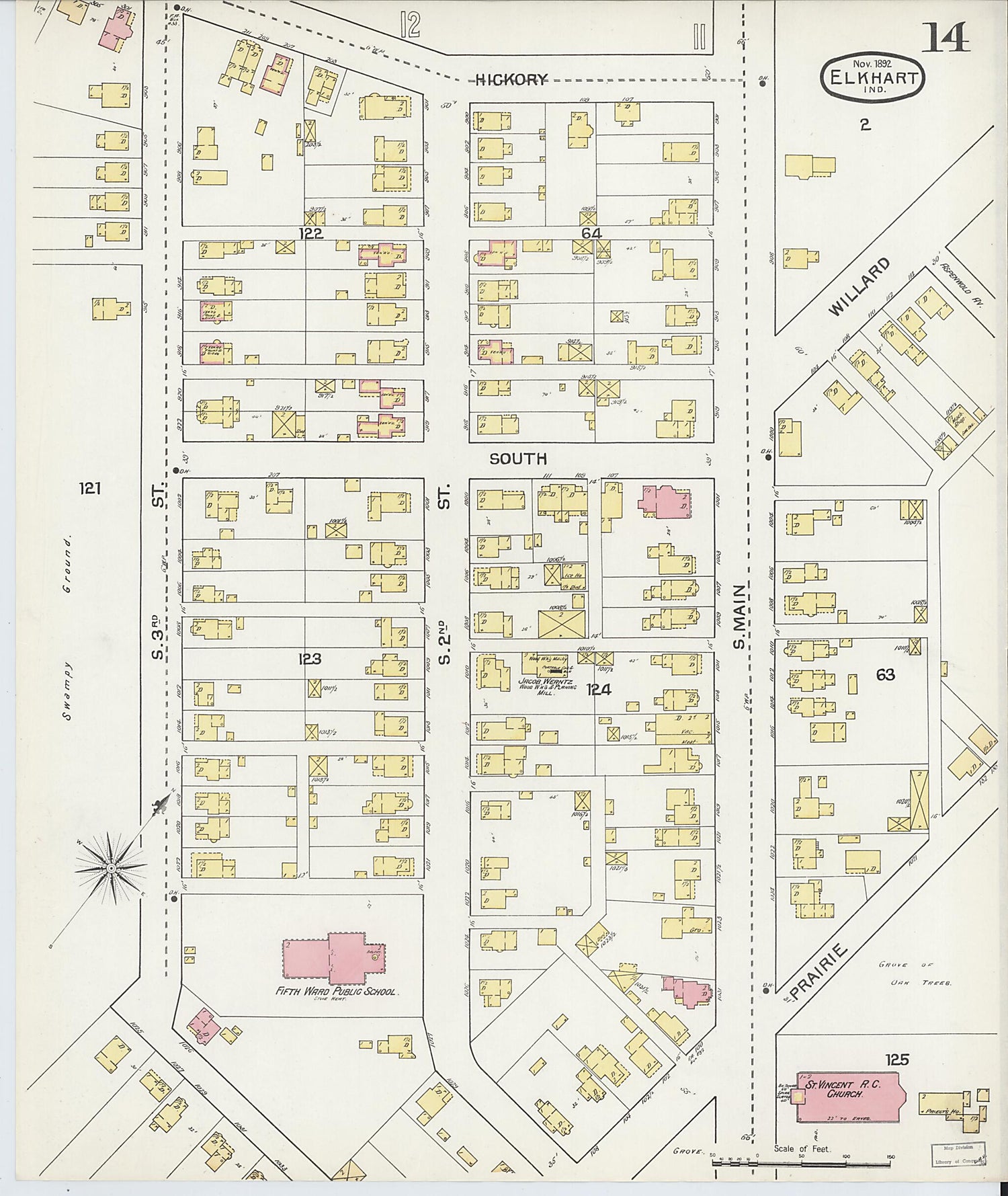 This old map of Elkhart, Elkhart County, Indiana was created by Sanborn Map Company in 1892